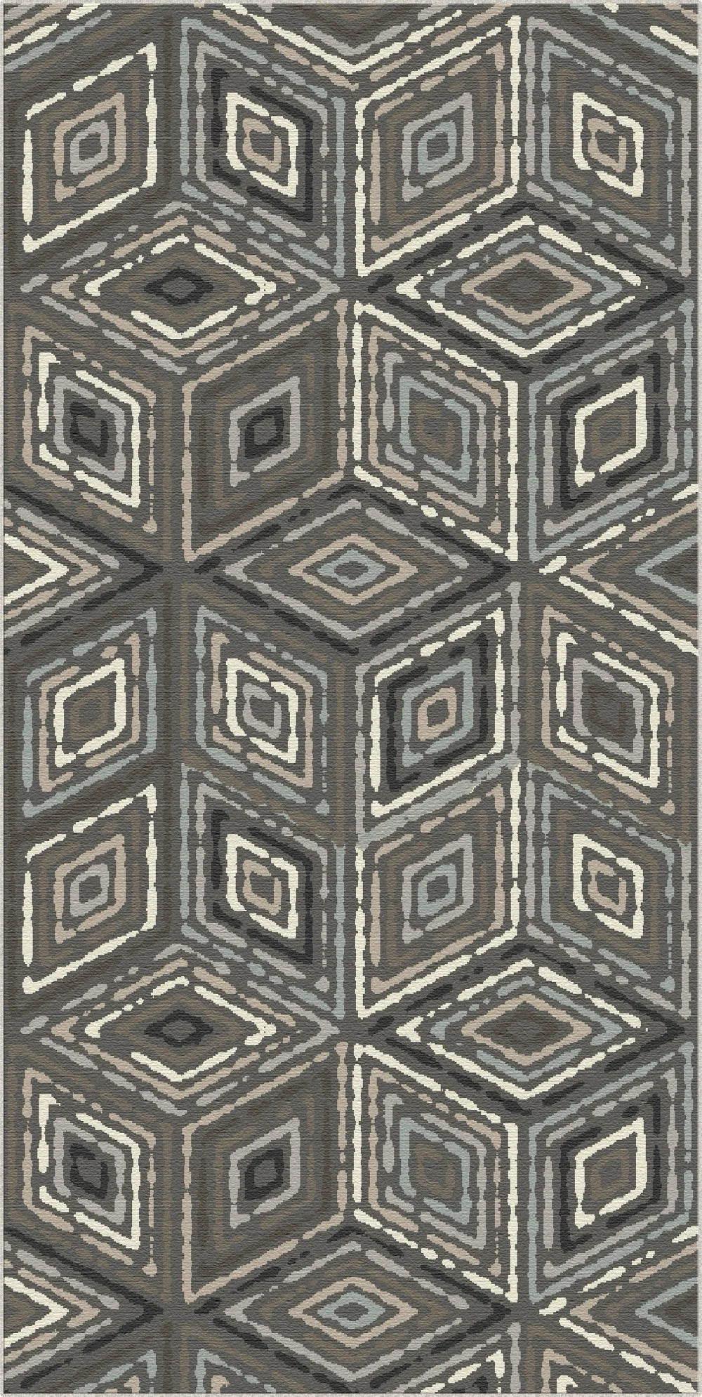 Urban Grey Tribal Diamond Rug