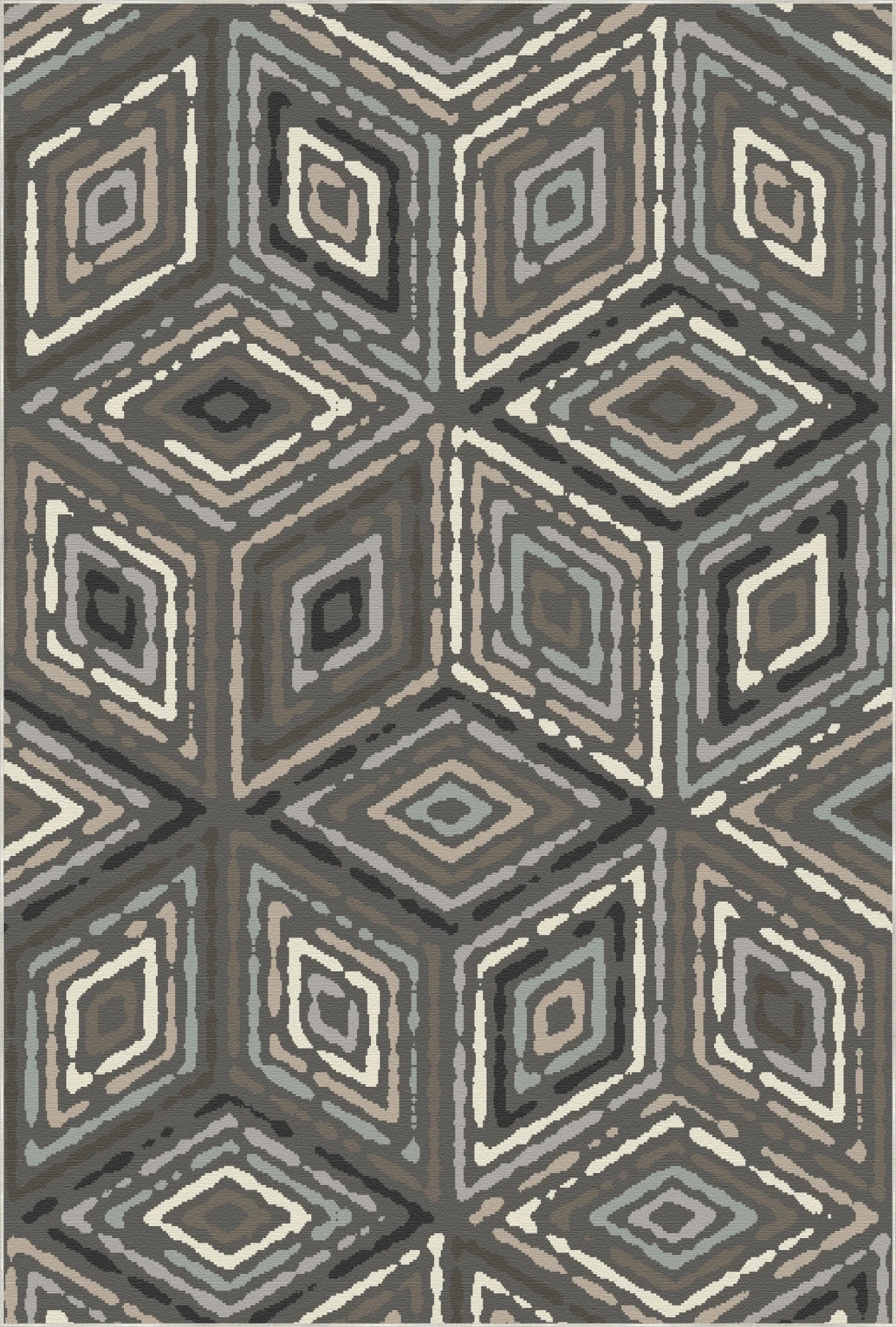 Urban Grey Tribal Diamond Rug