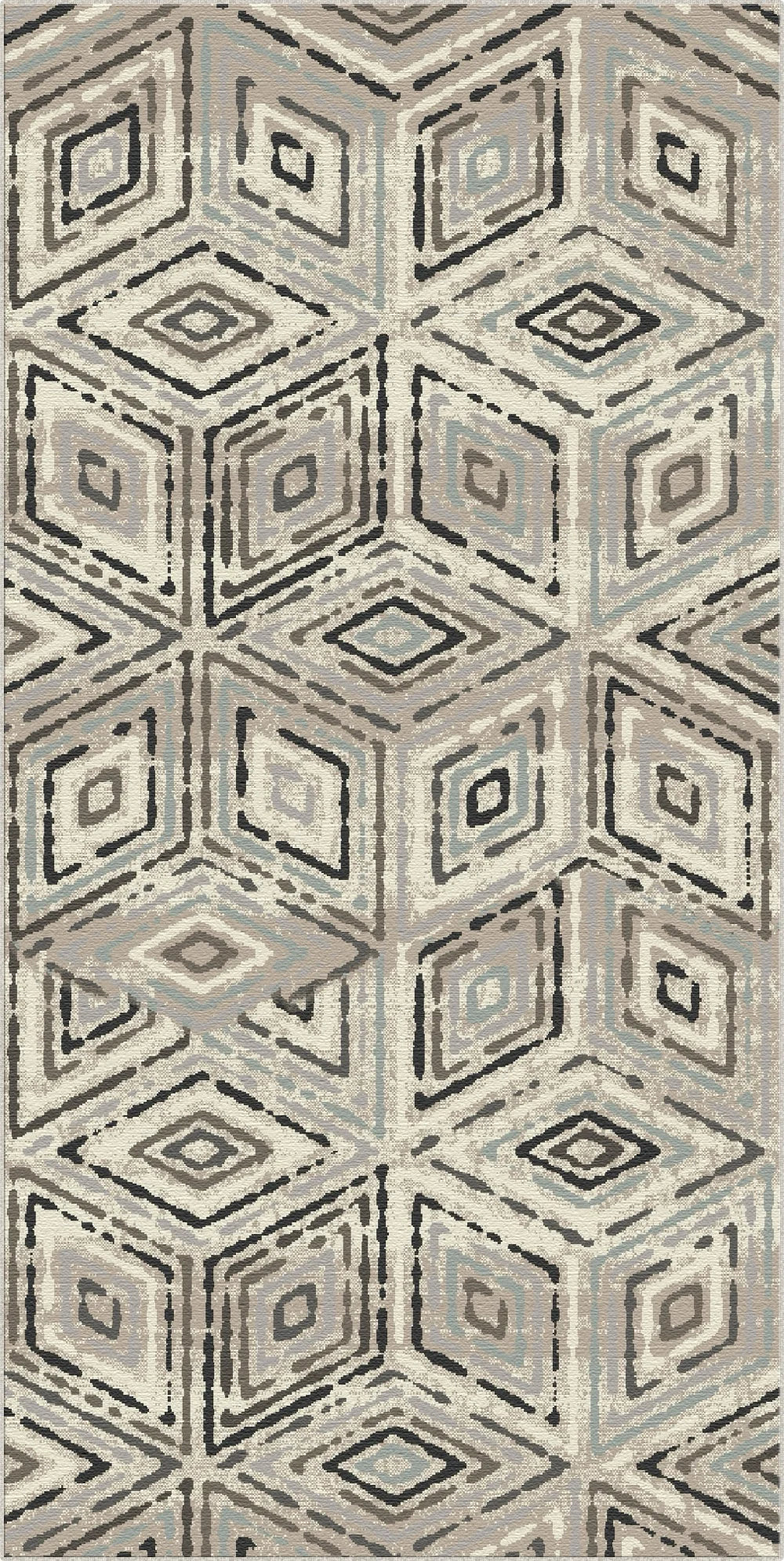 Modern Mist Geometric Diamond Rug