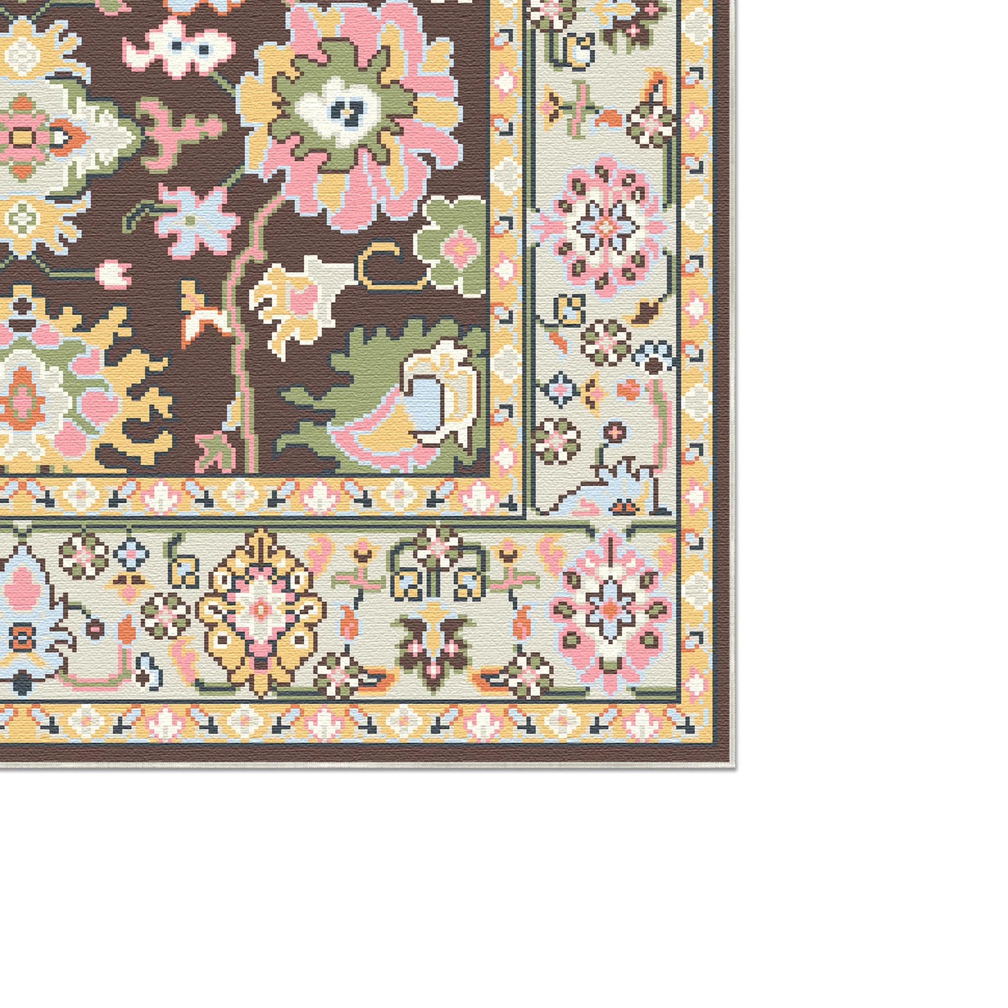 Lumina Cocoa Floral Garden Rug