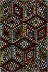 Bold Red Black Tribal Diamond Rug Red