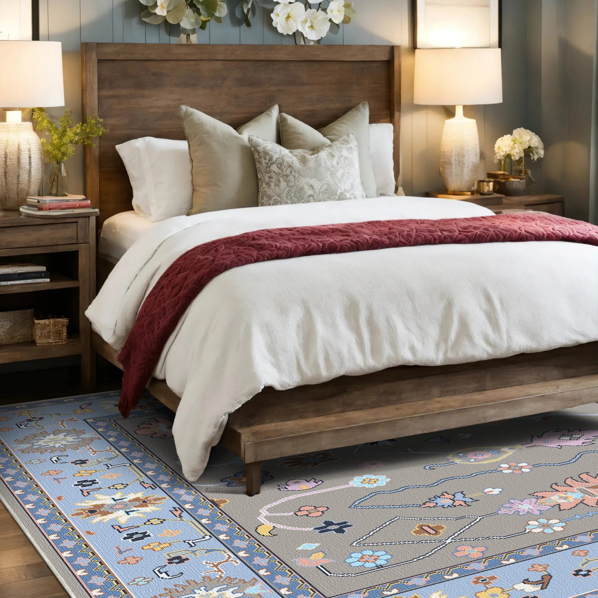 Aura Sky Meadow Floral Rug
