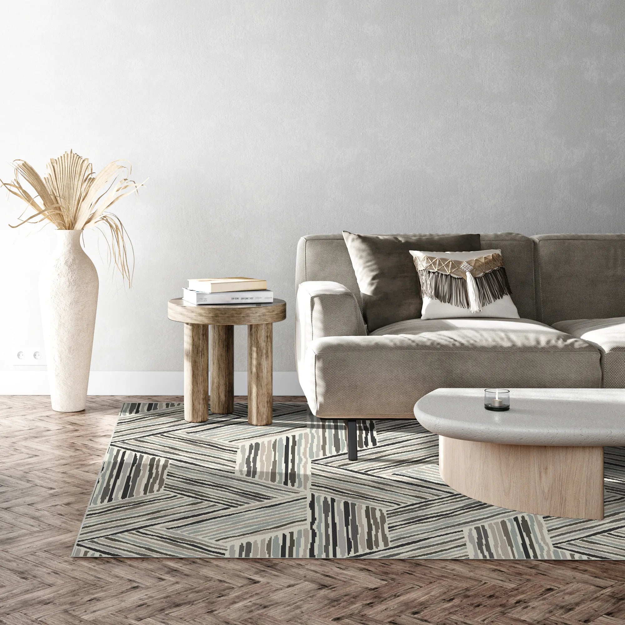 Modern Linear Geometric Triangle Rug