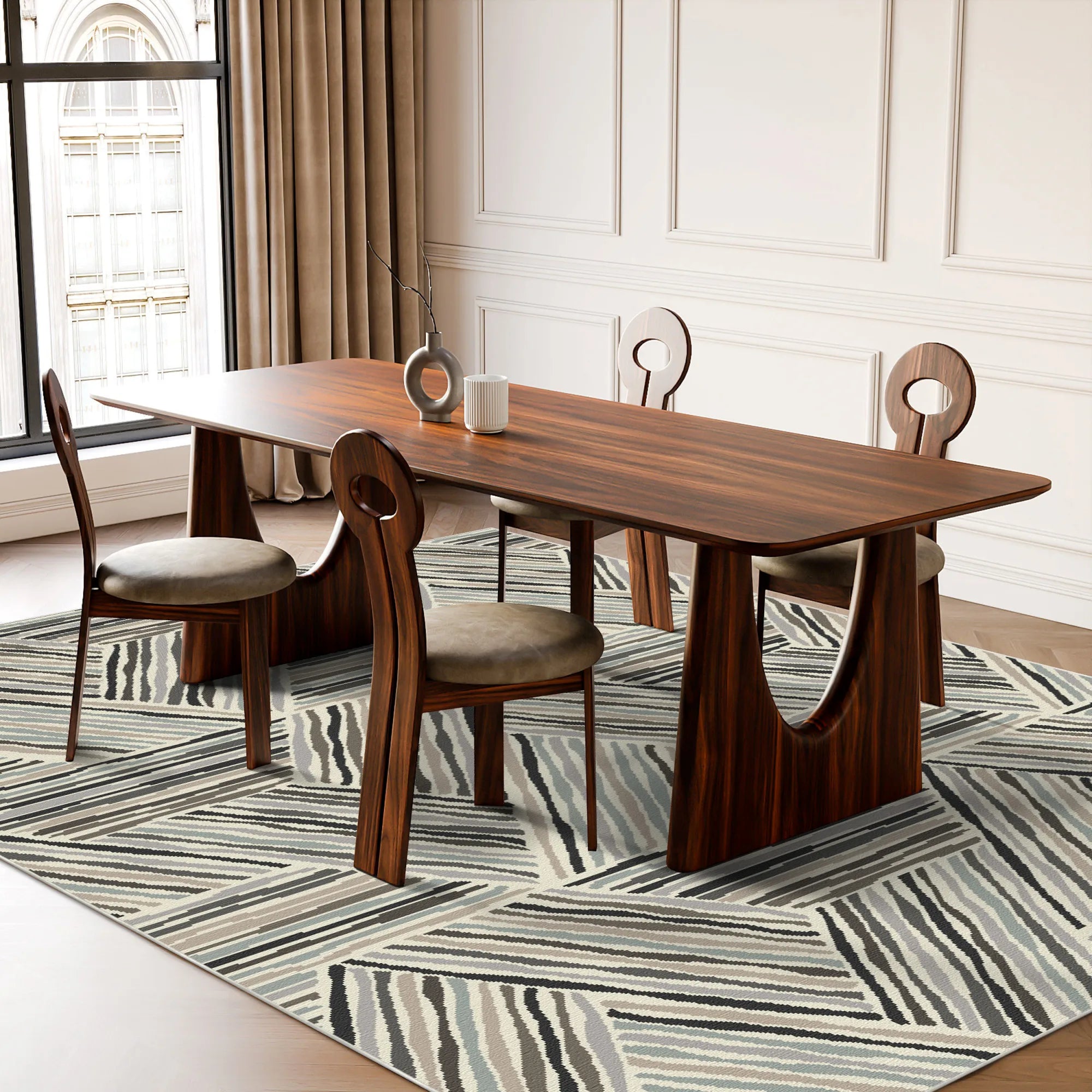 Modern Linear Geometric Triangle Rug