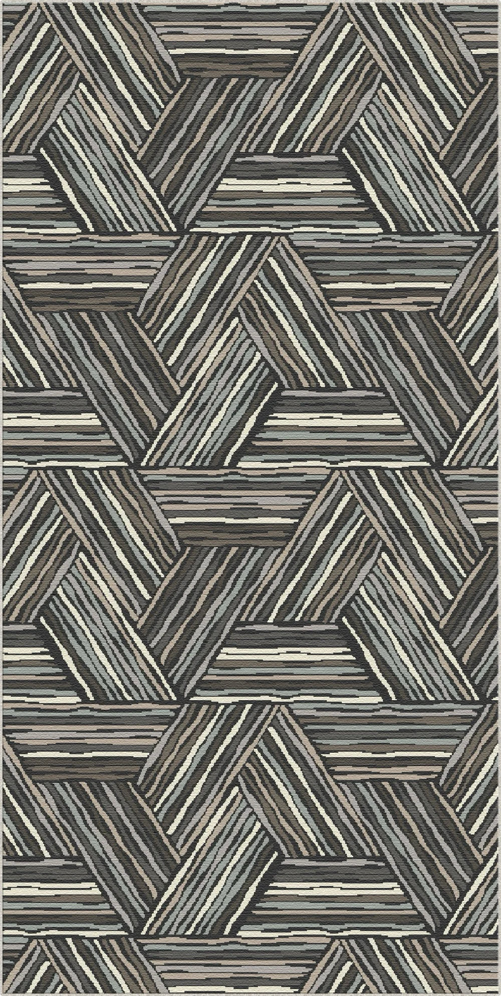 Modern Charcoal Linear Triangle Rug
