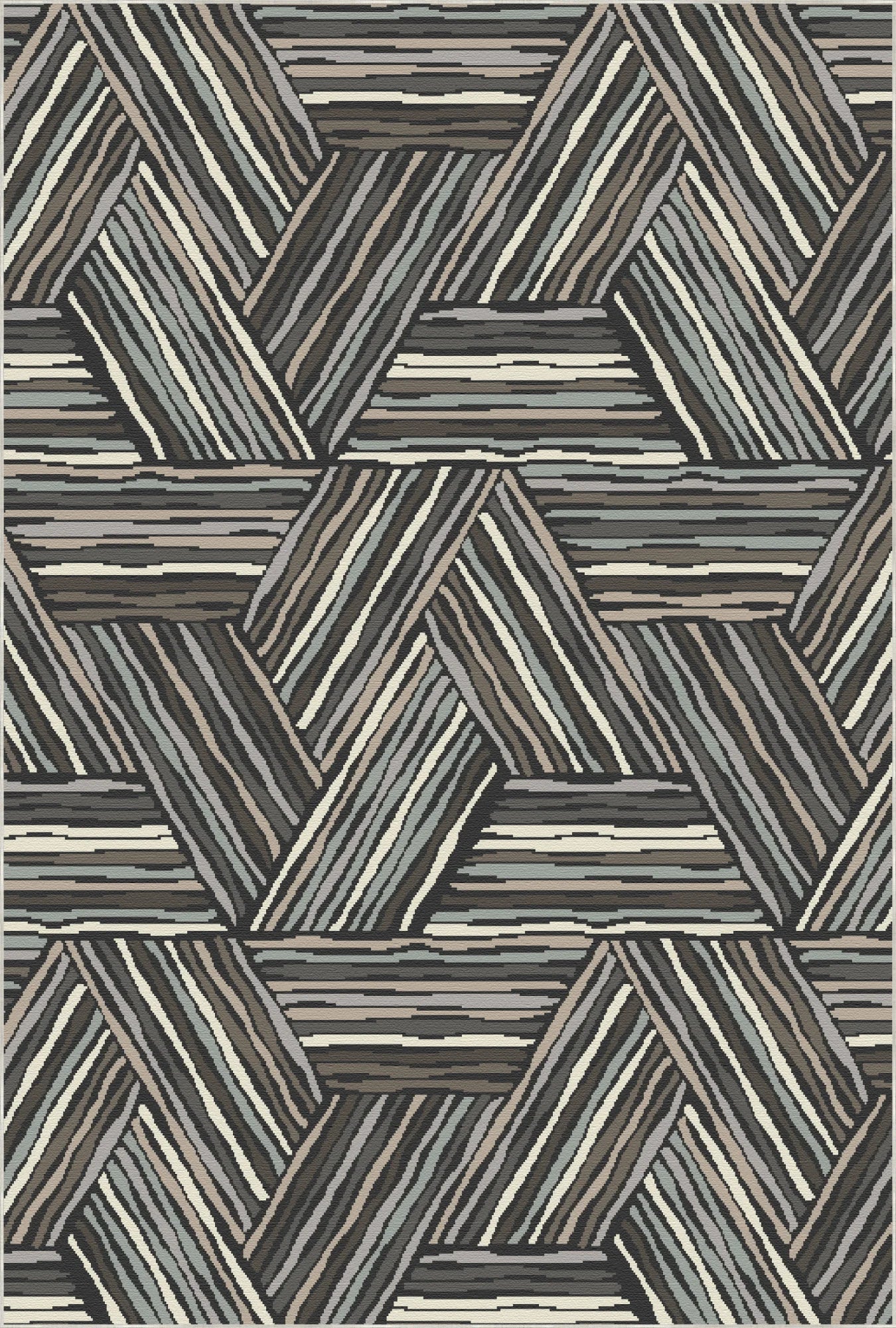 Modern Charcoal Linear Triangle Rug