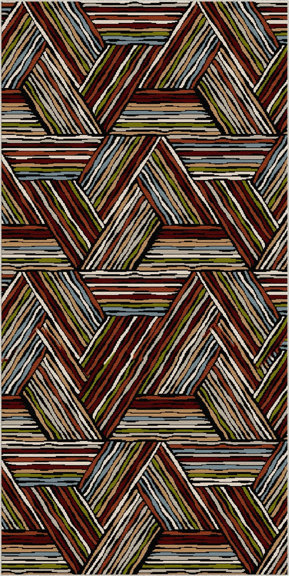 Vibrant Rust Linear Triangle Rug