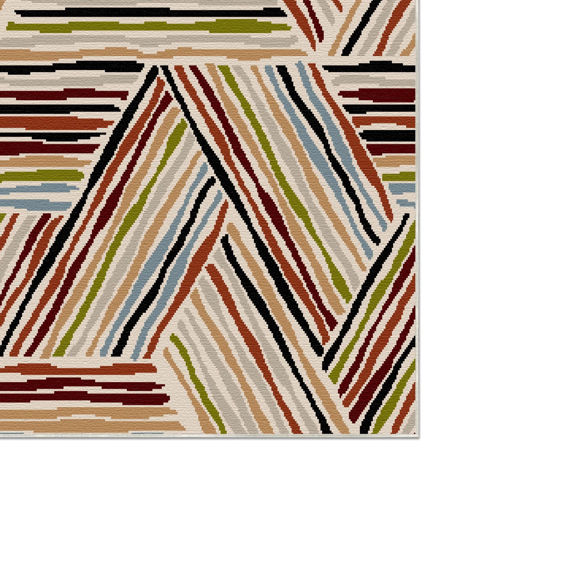 Eclectic Multicolor Linear Geometric Rug
