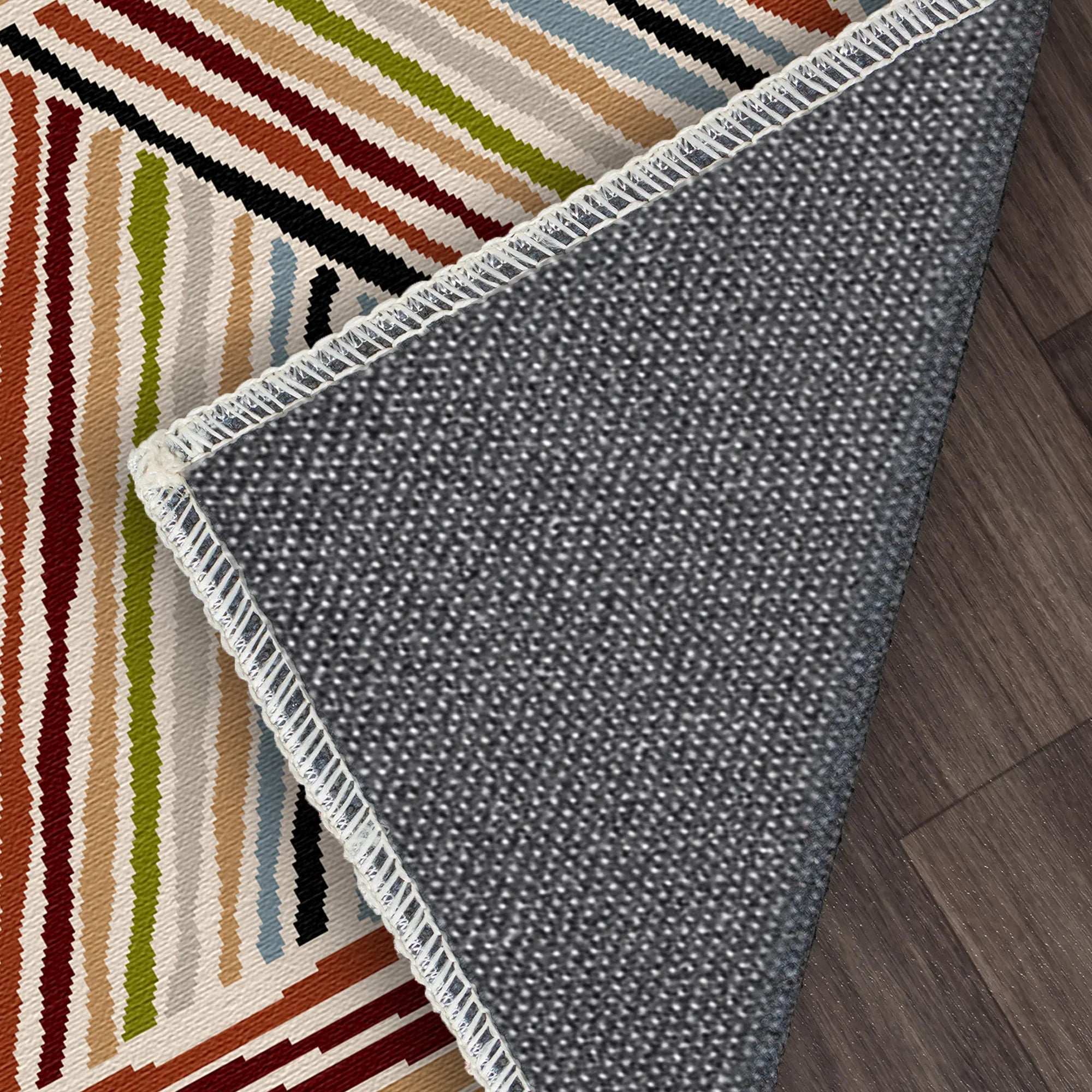 Eclectic Multicolor Linear Geometric Rug