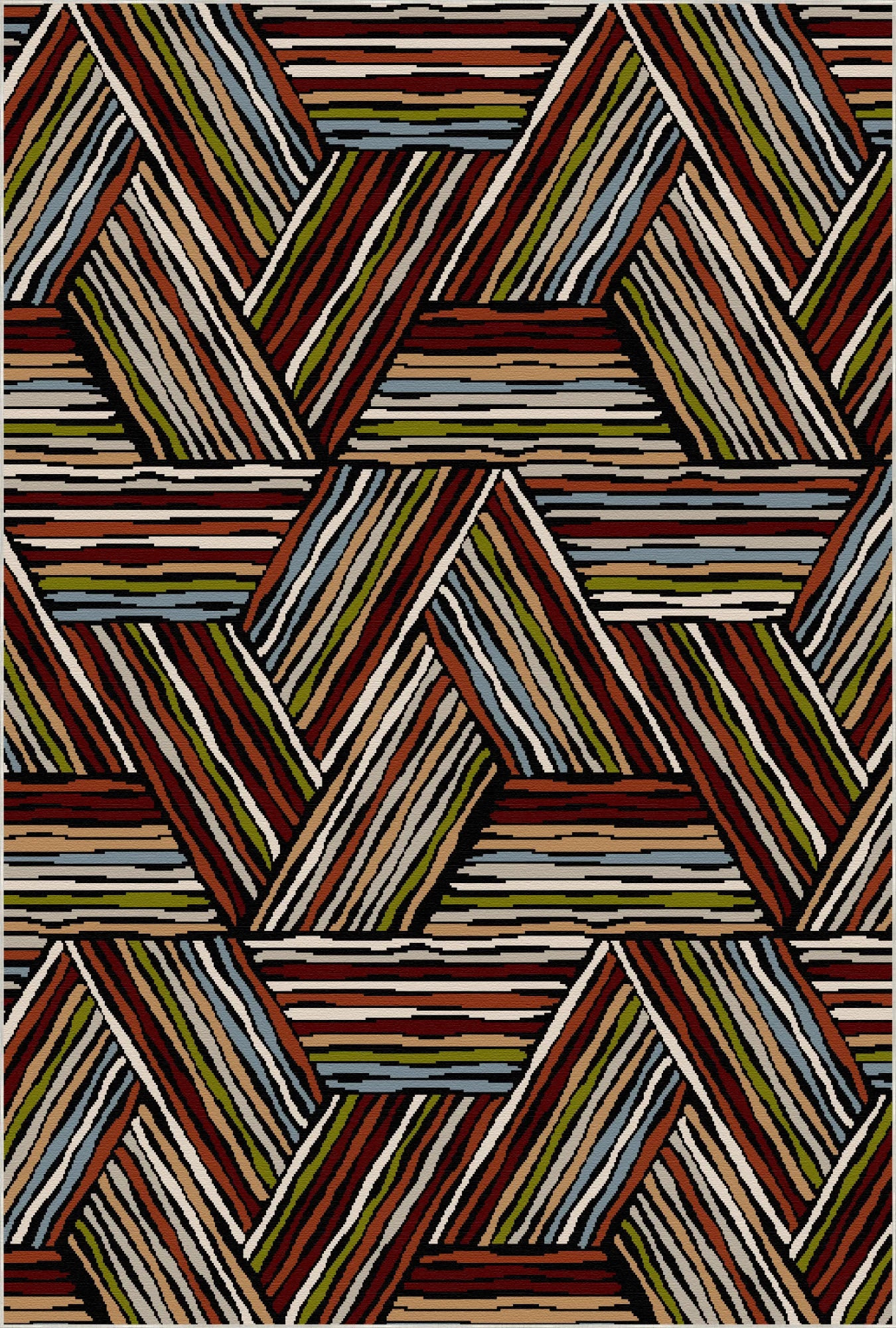 Vibrant Rust Linear Triangle Rug