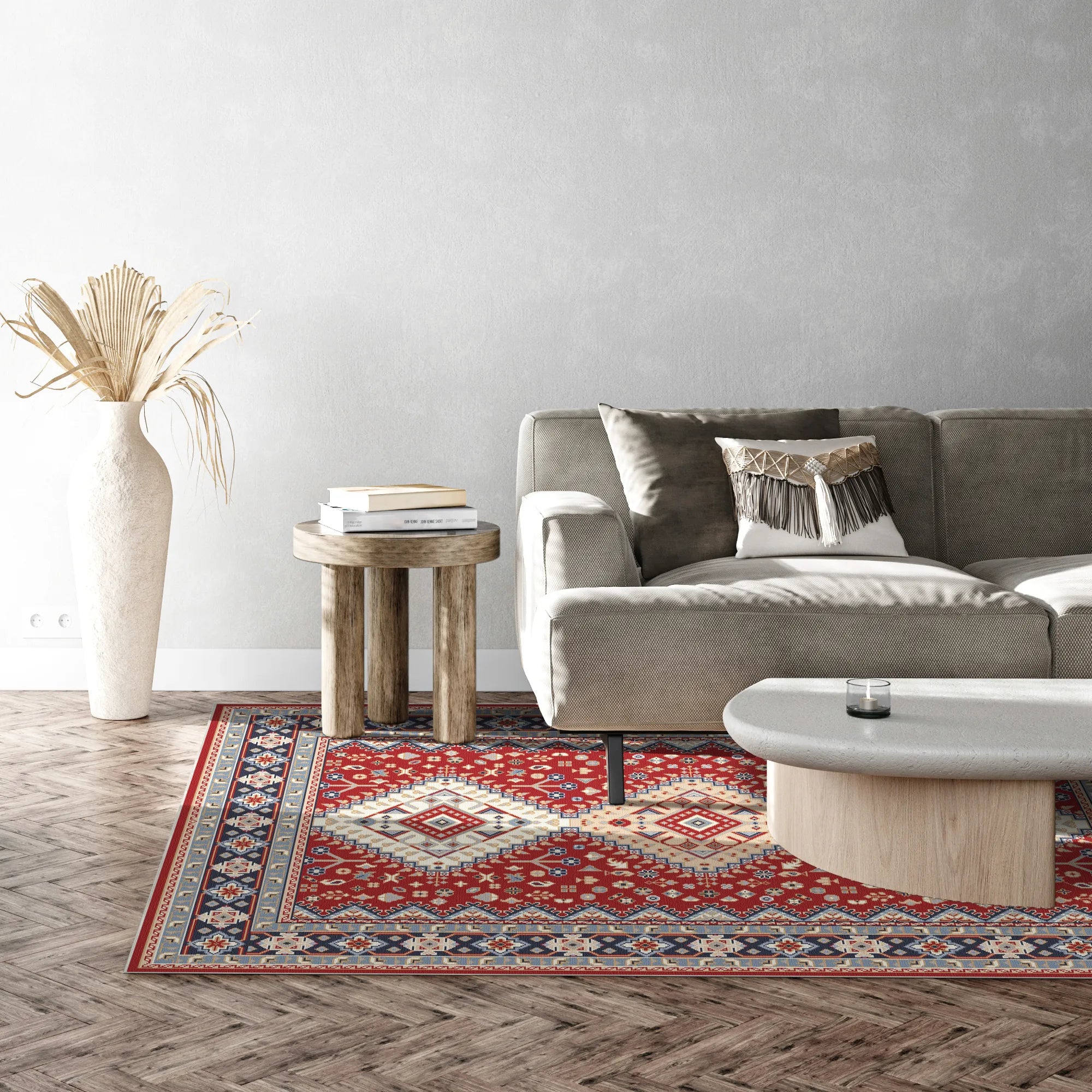 Kaya Crimson Diamond Tribal Rug
