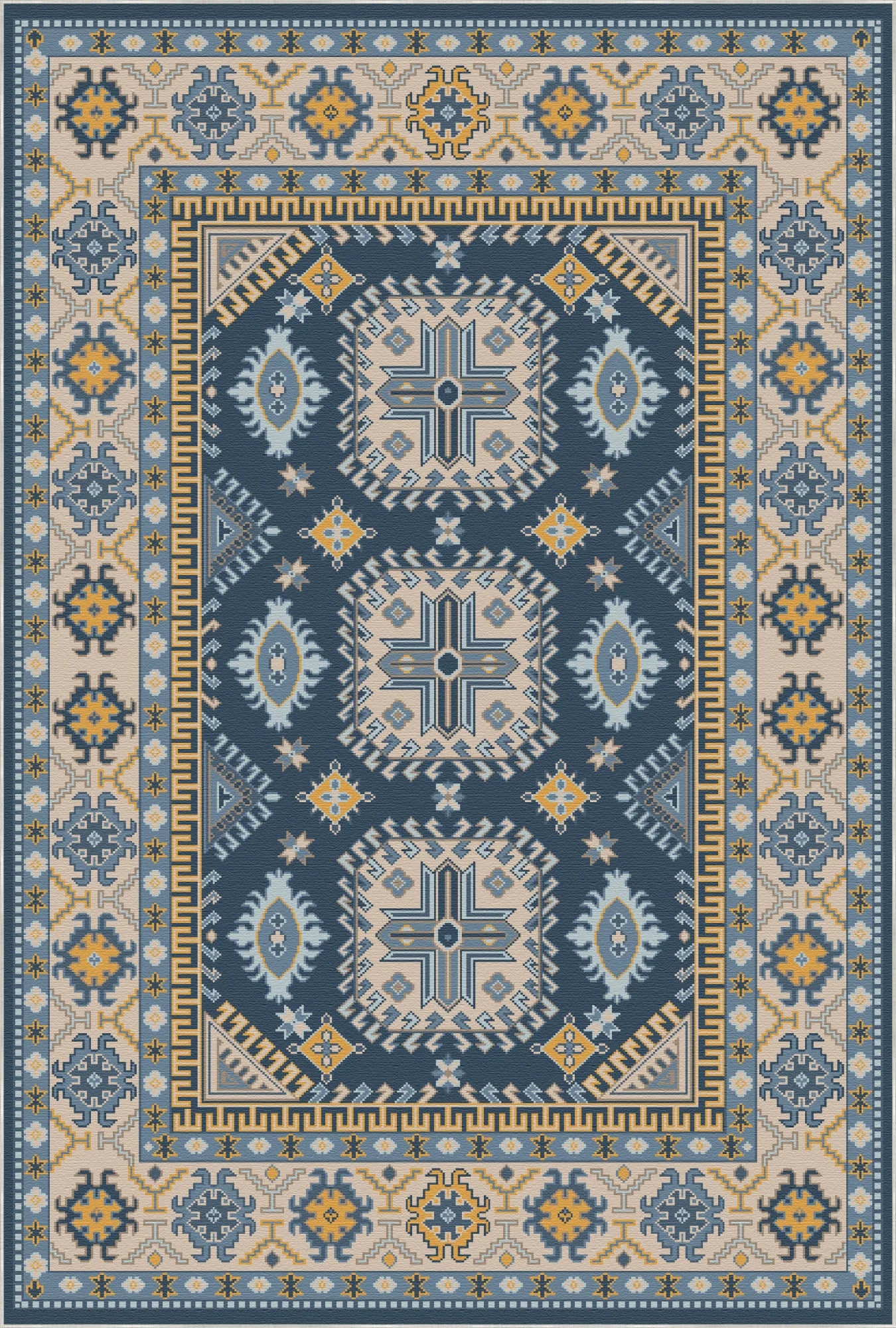 Milo Indigo Shield Geometric Rug