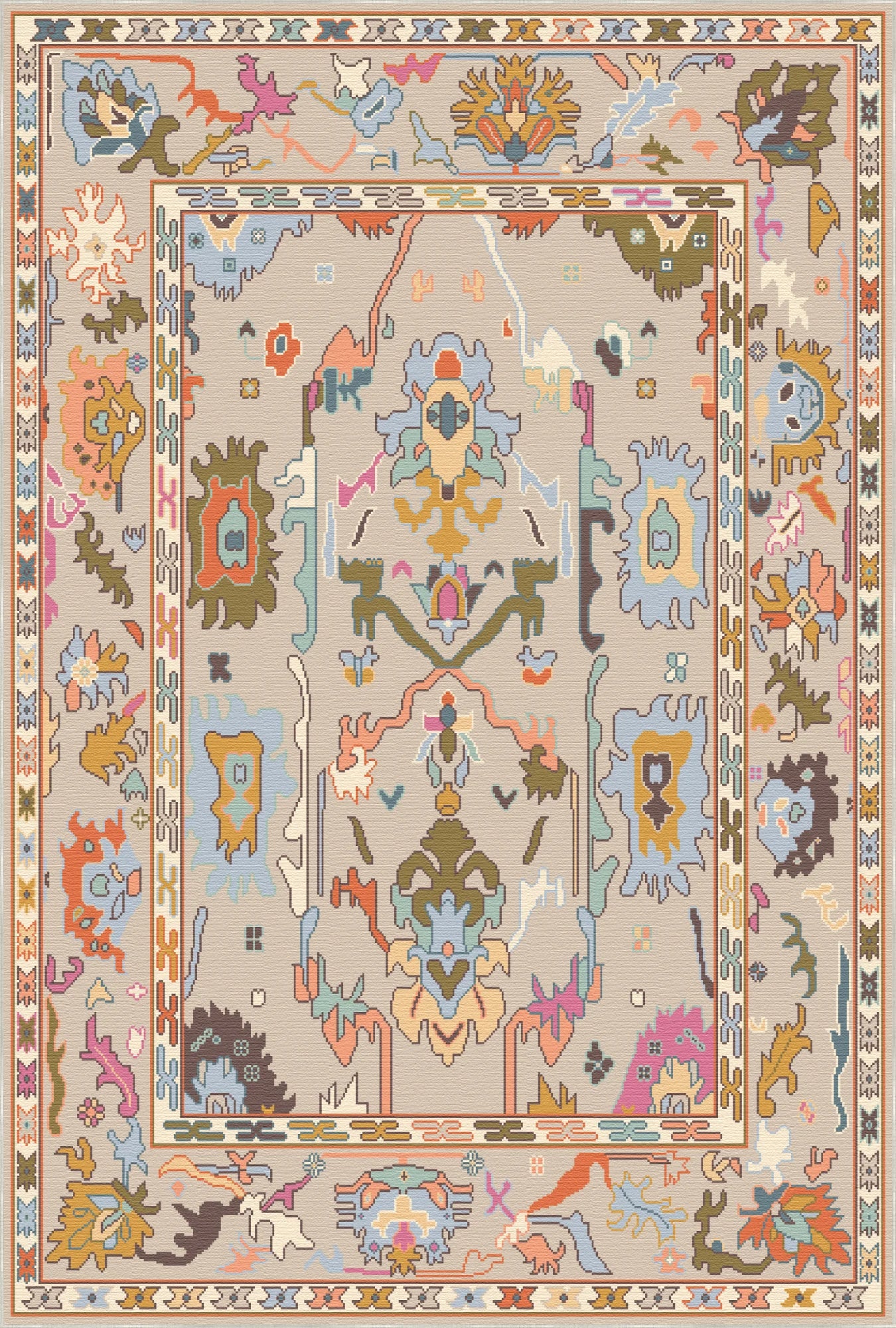 Vora Mink Abstract Folk Rug