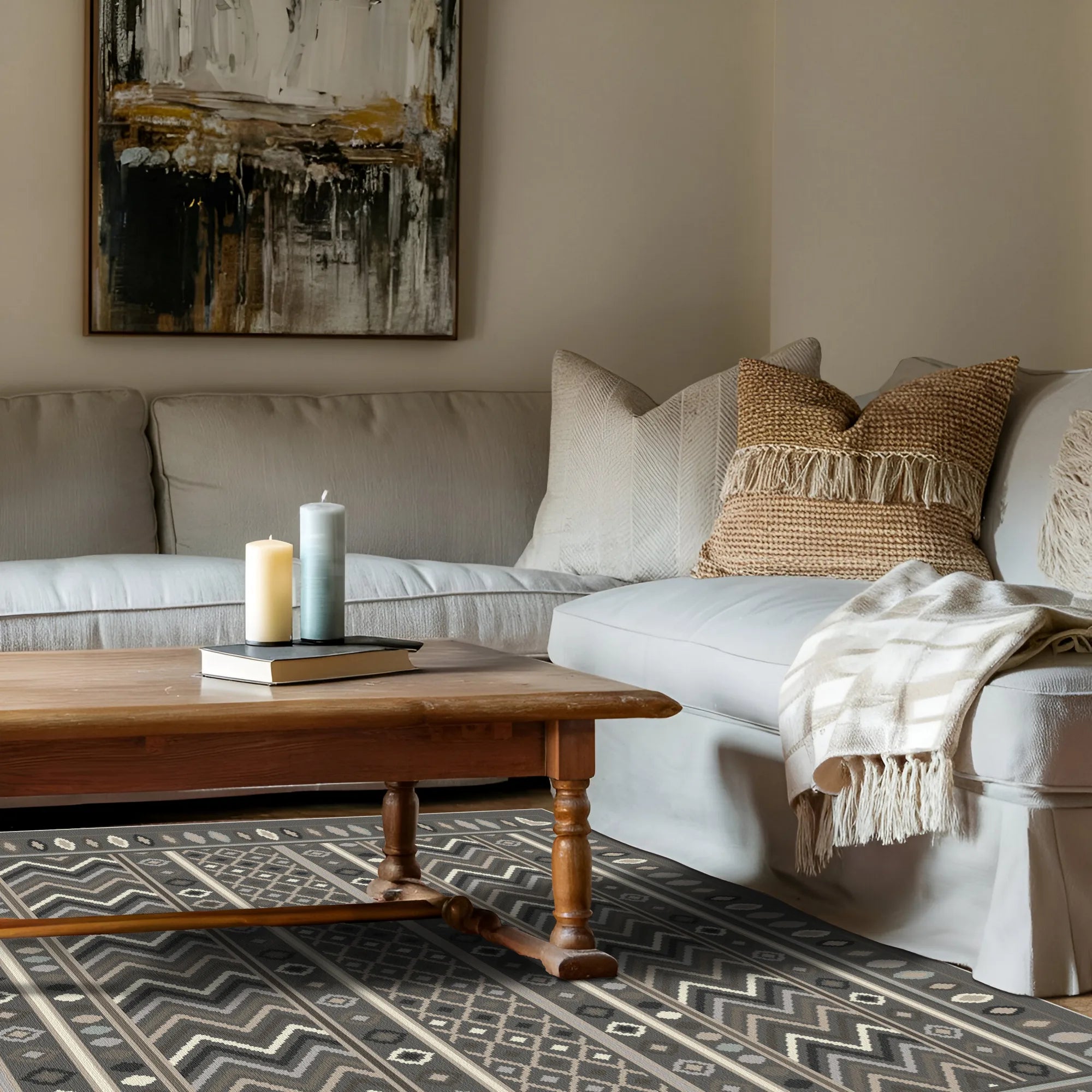 Shadow Tribe Geometric Washable Rug
