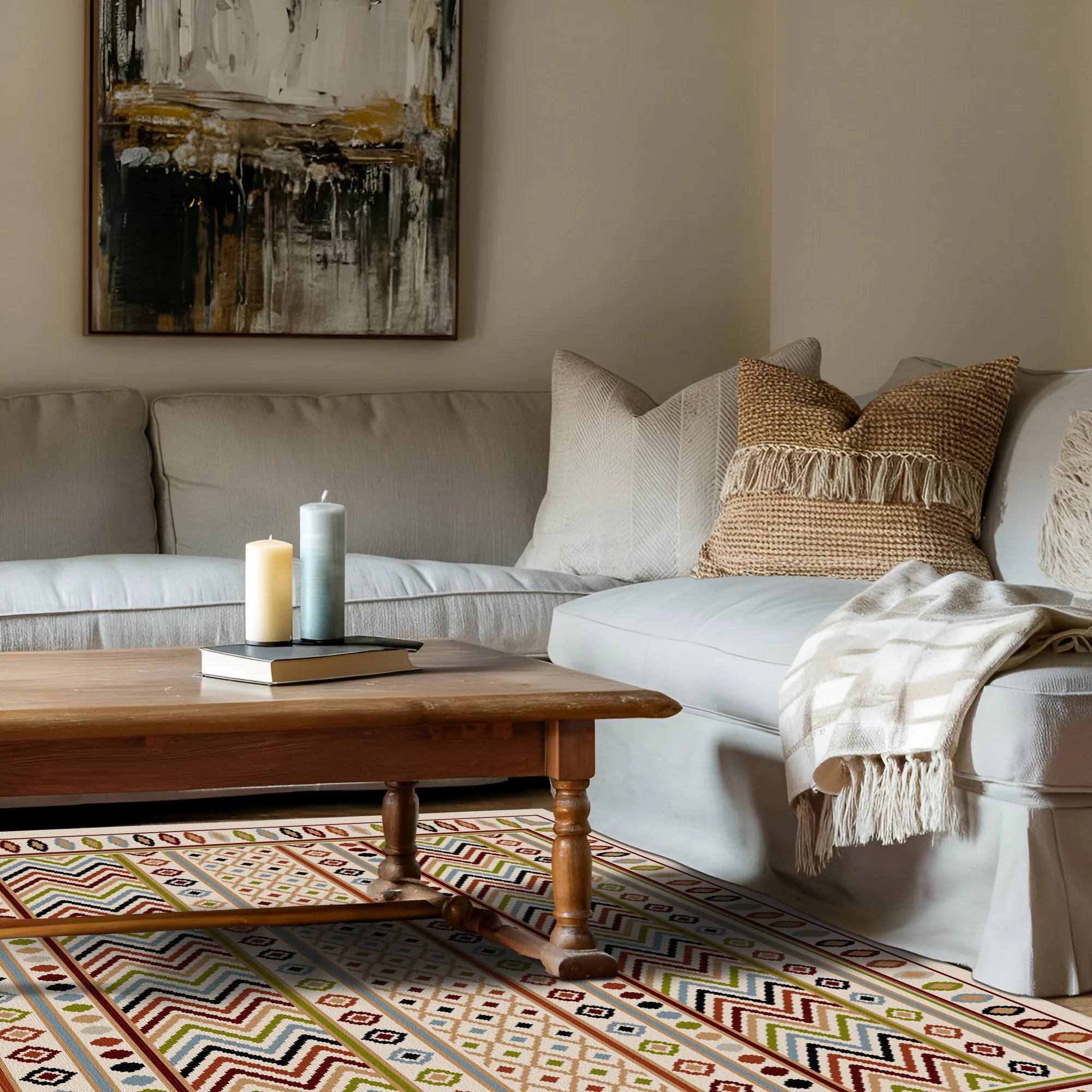 Painted Mesa Geometric Washable Rug
