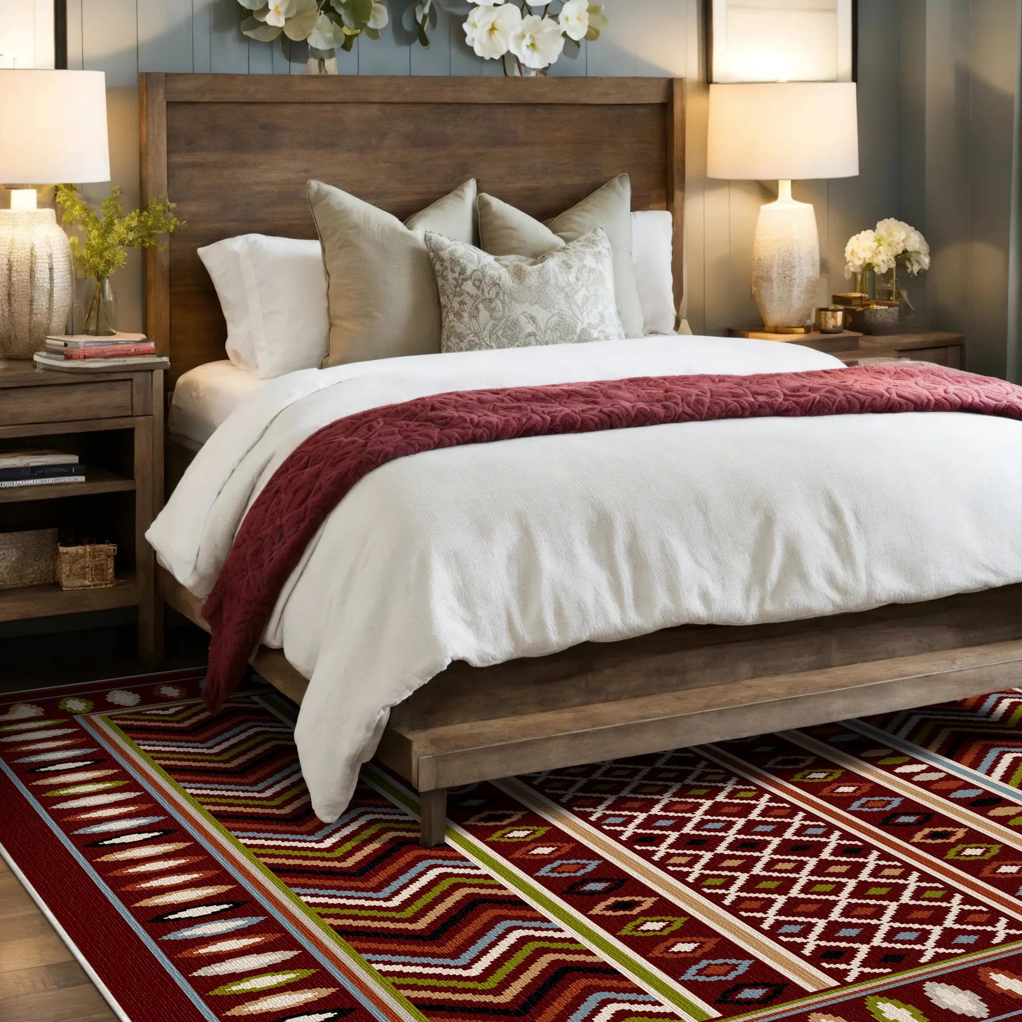 Canyon Clay Geometric Washable Rug