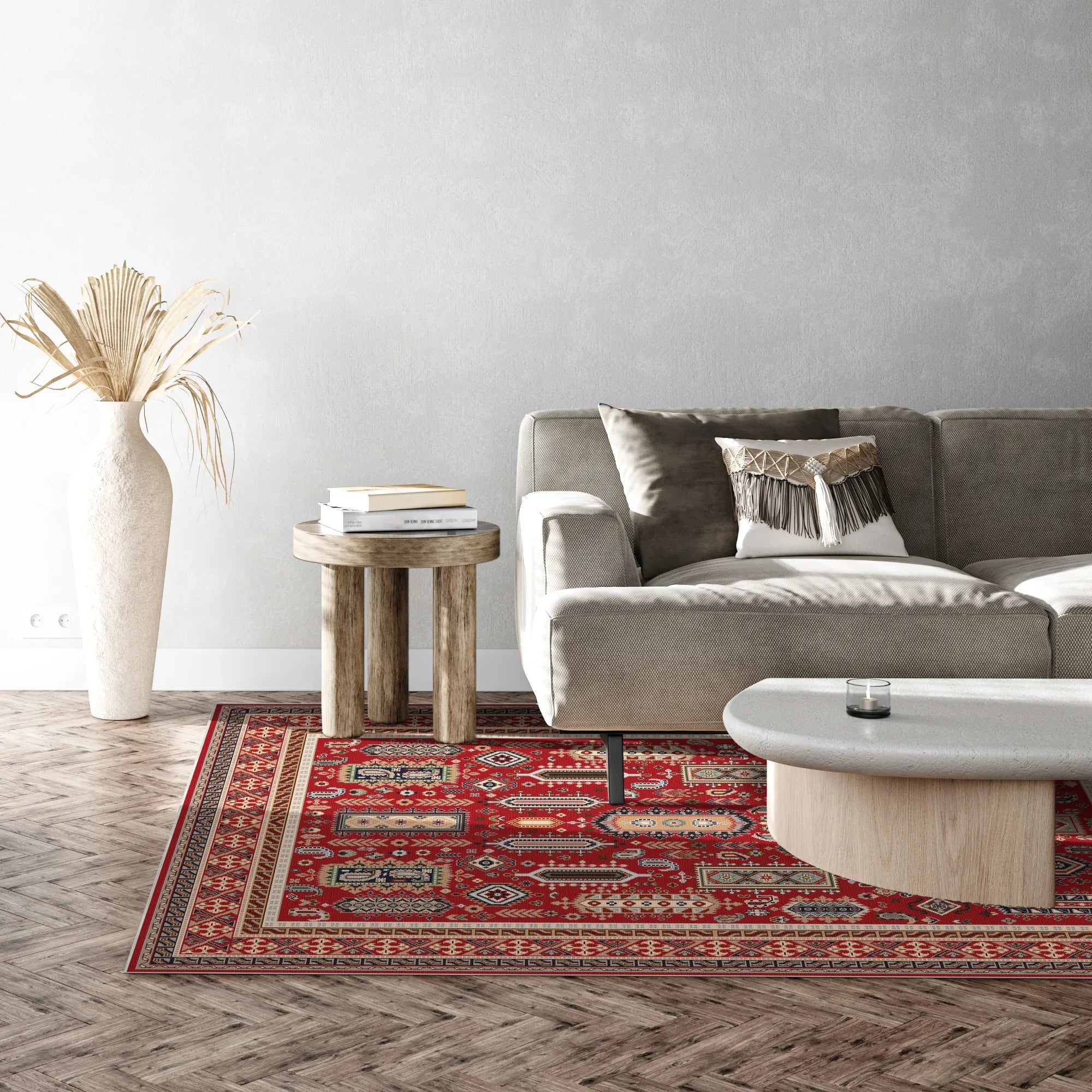 Kora Scarlet Nomad Geometric Rug