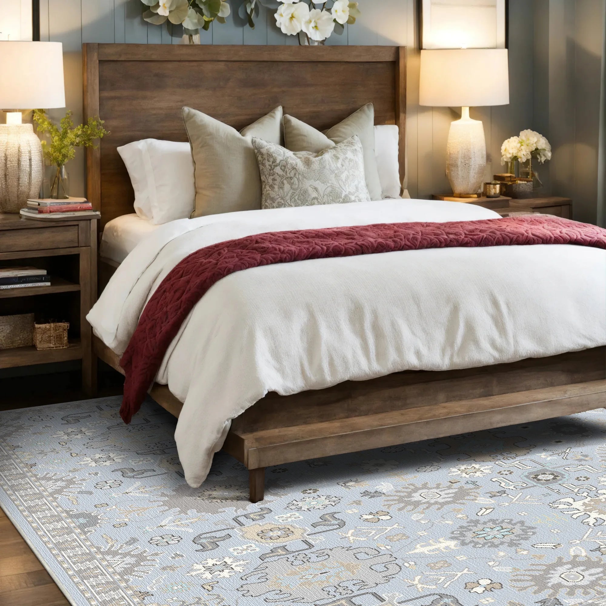 Iris Azure Oasis Washable Rug