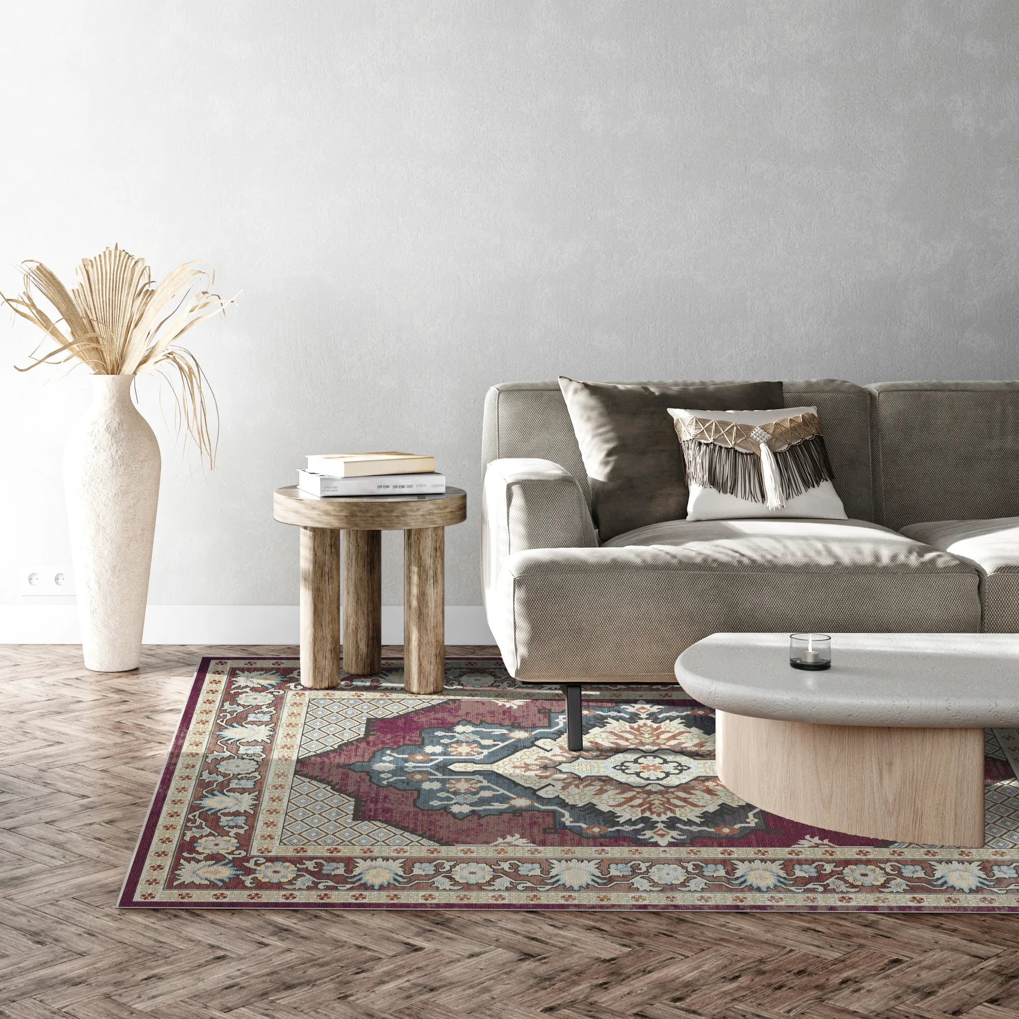 Vala Plum Diamond Medallion Rug