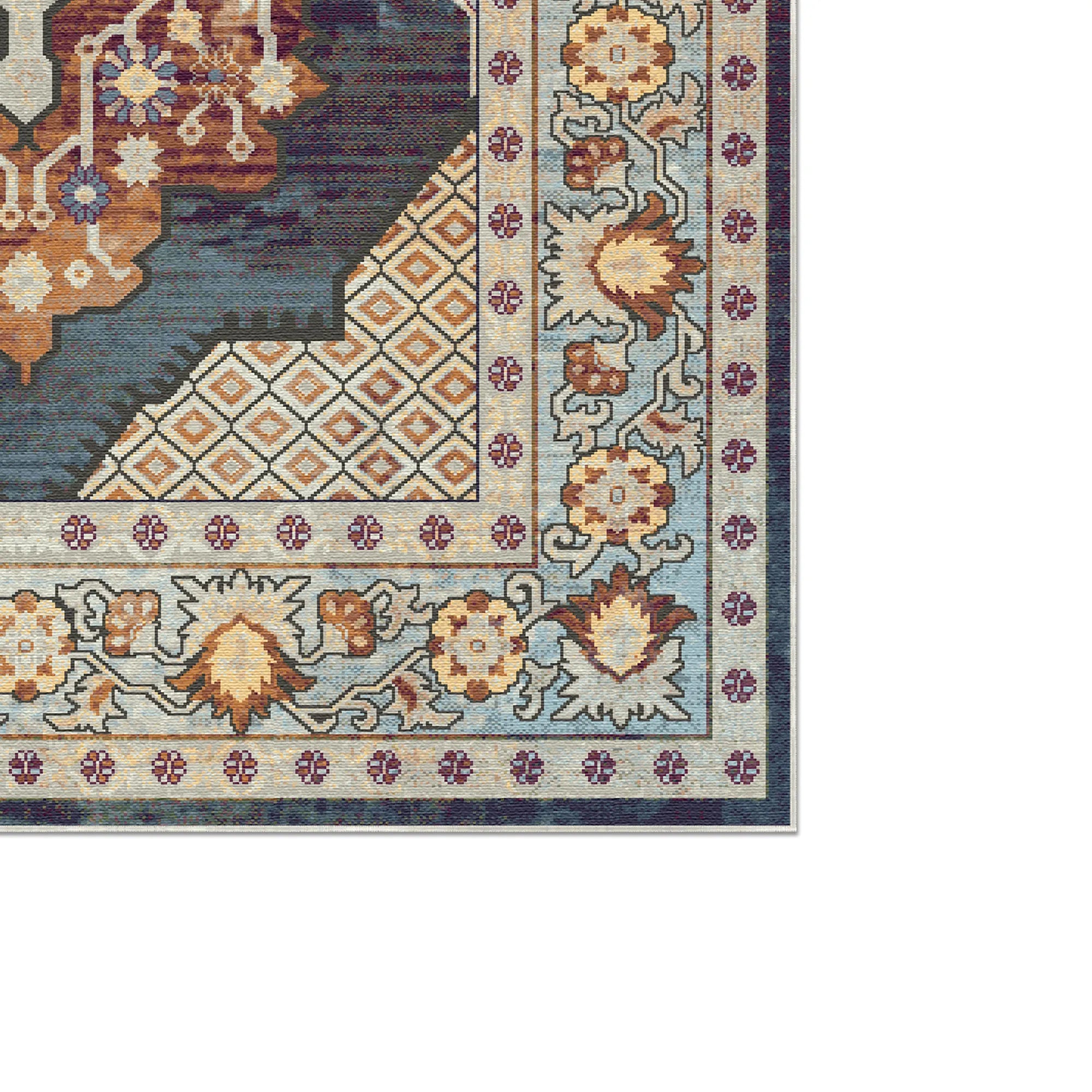 Atlas Slate Diamond Medallion Rug