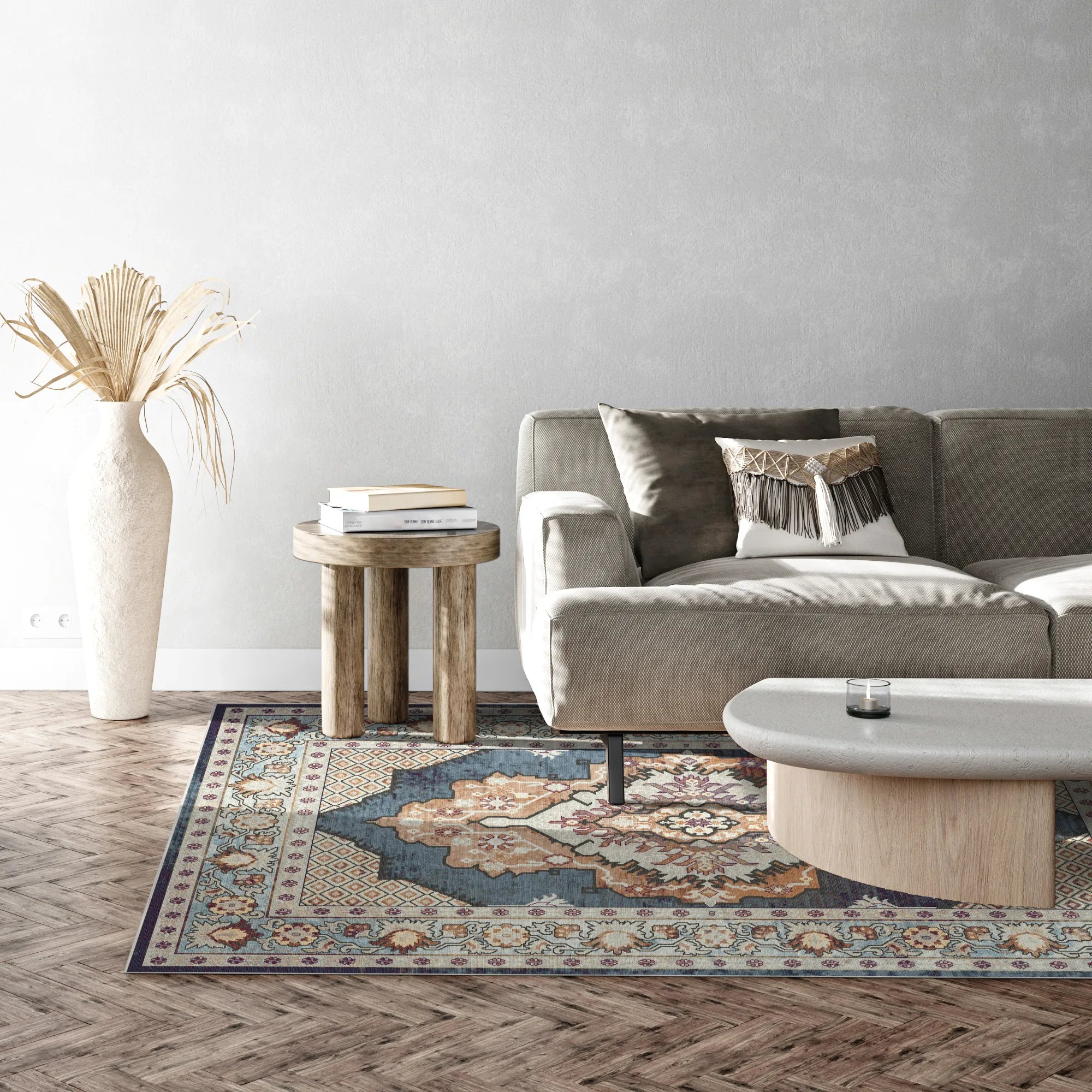 Atlas Slate Diamond Medallion Rug