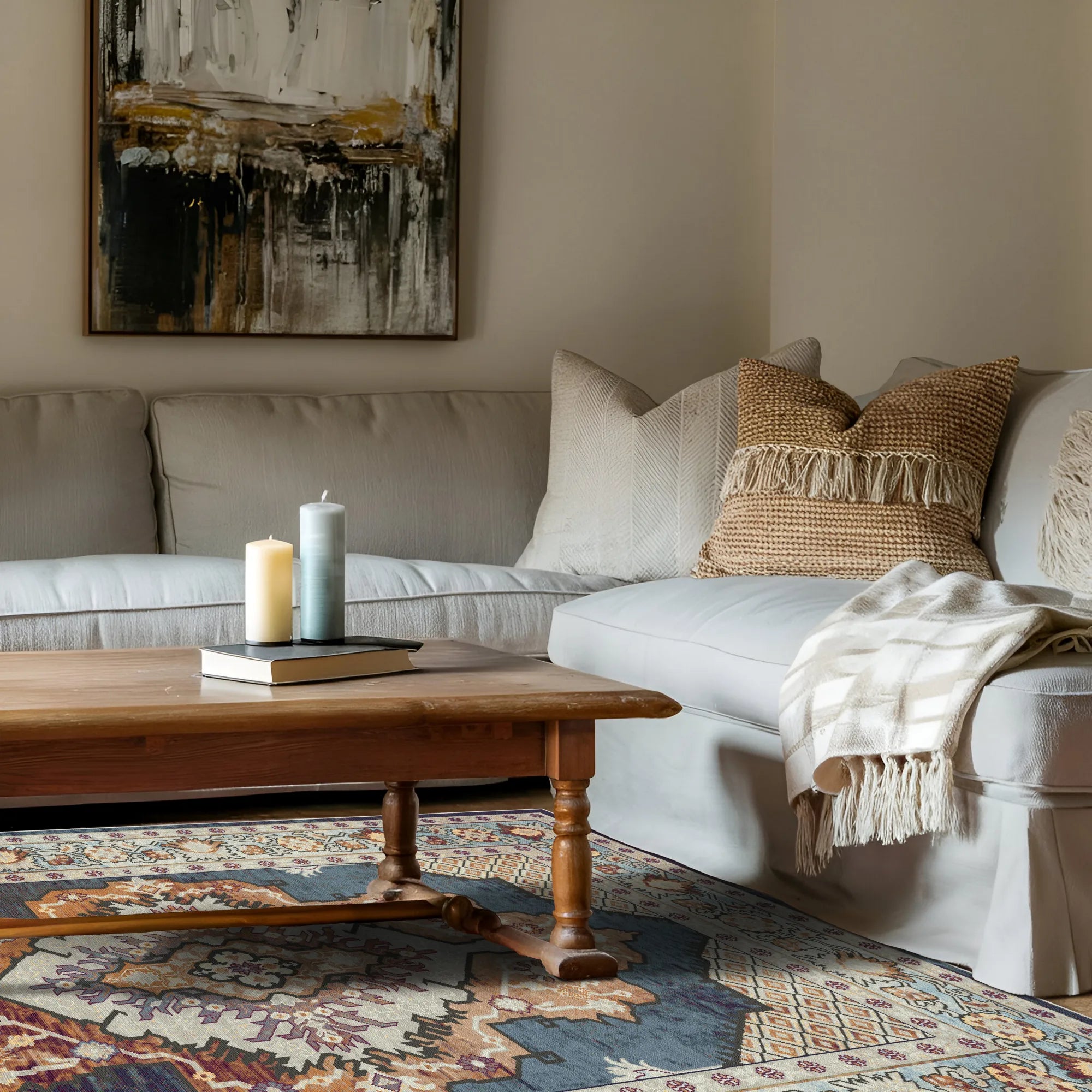 Atlas Slate Diamond Medallion Rug