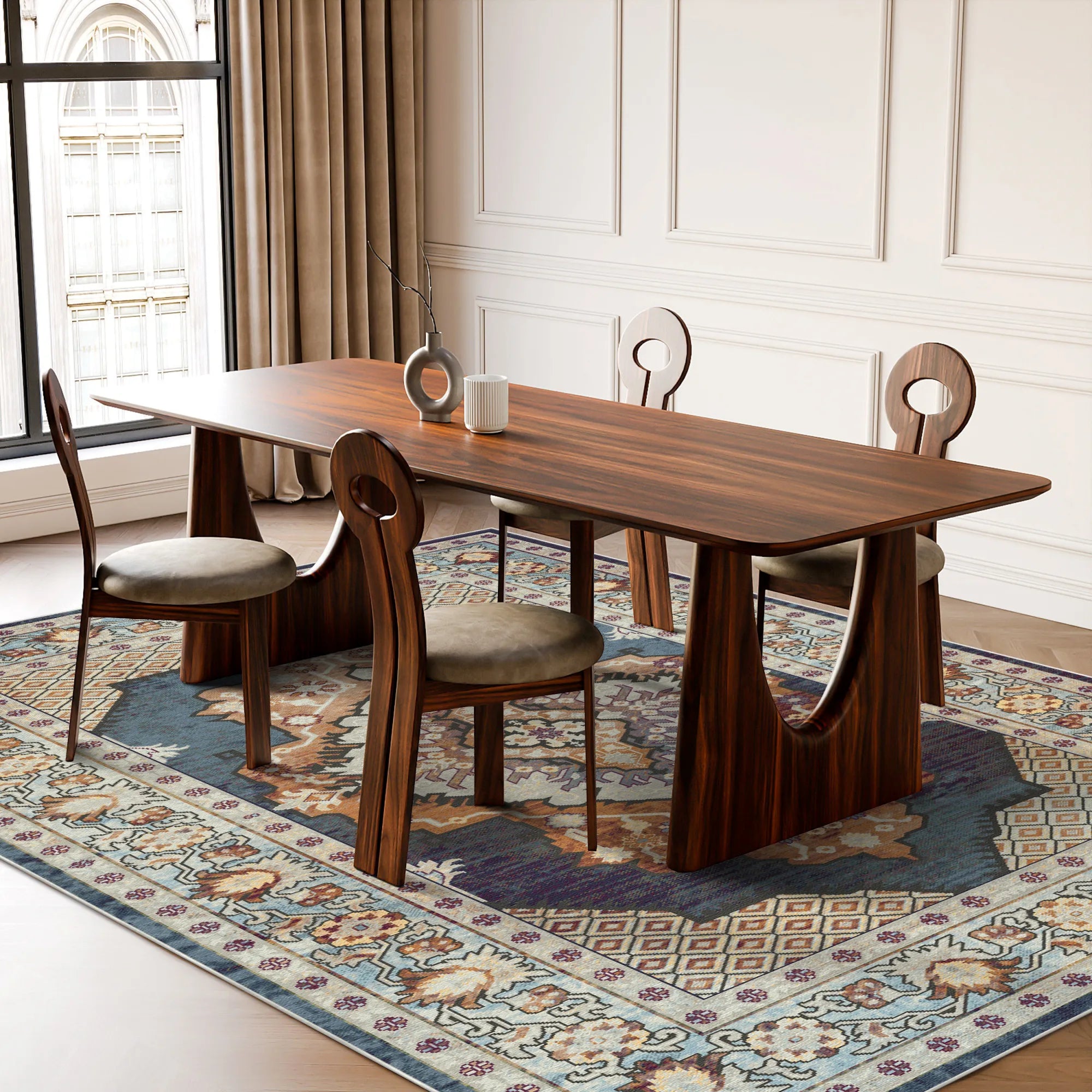 Atlas Slate Diamond Medallion Rug