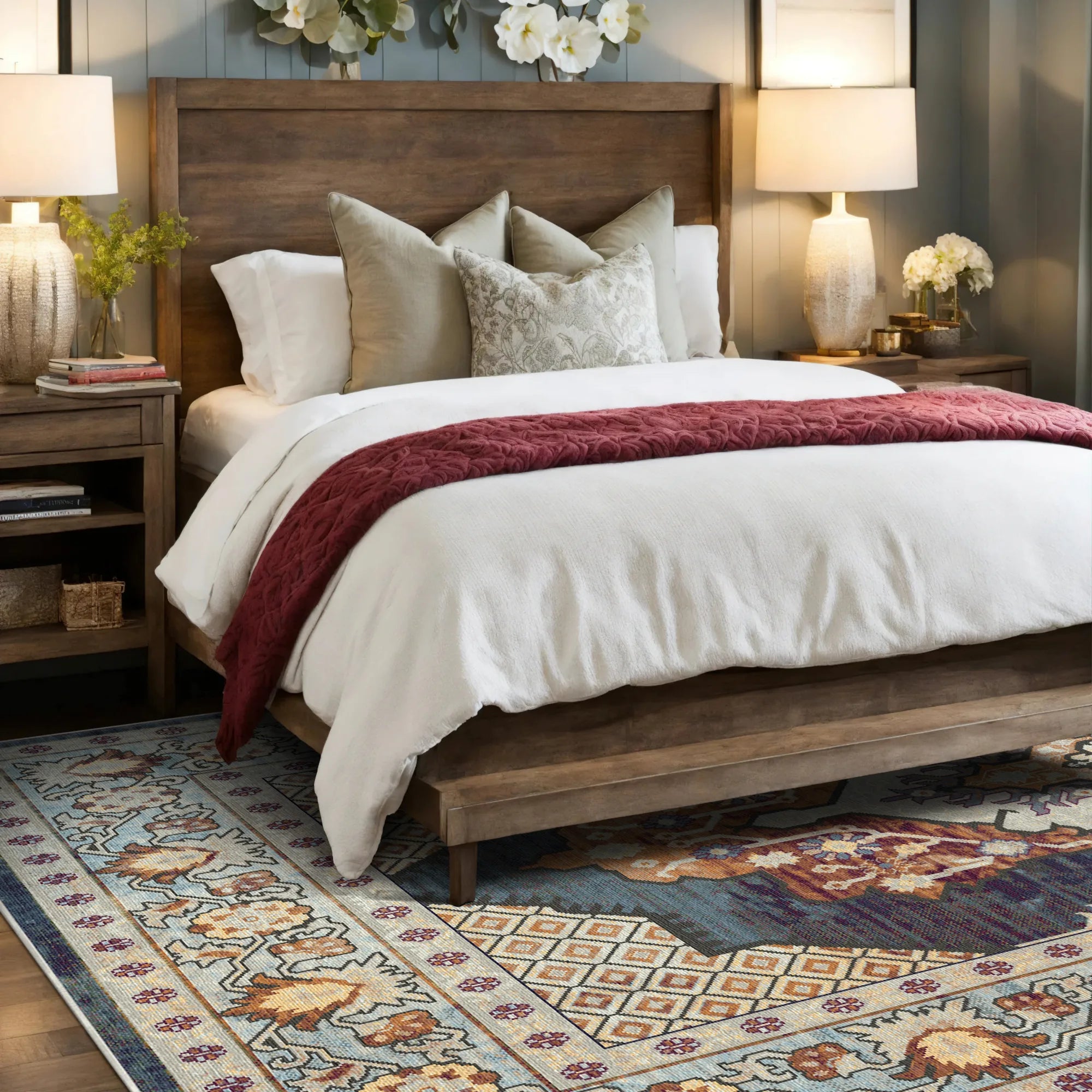 Atlas Slate Diamond Medallion Rug