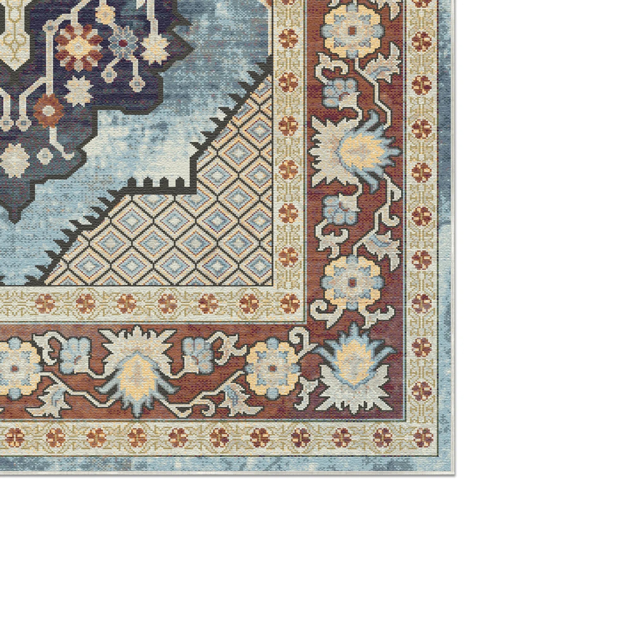 Zephyr Azure Diamond Medallion Rug