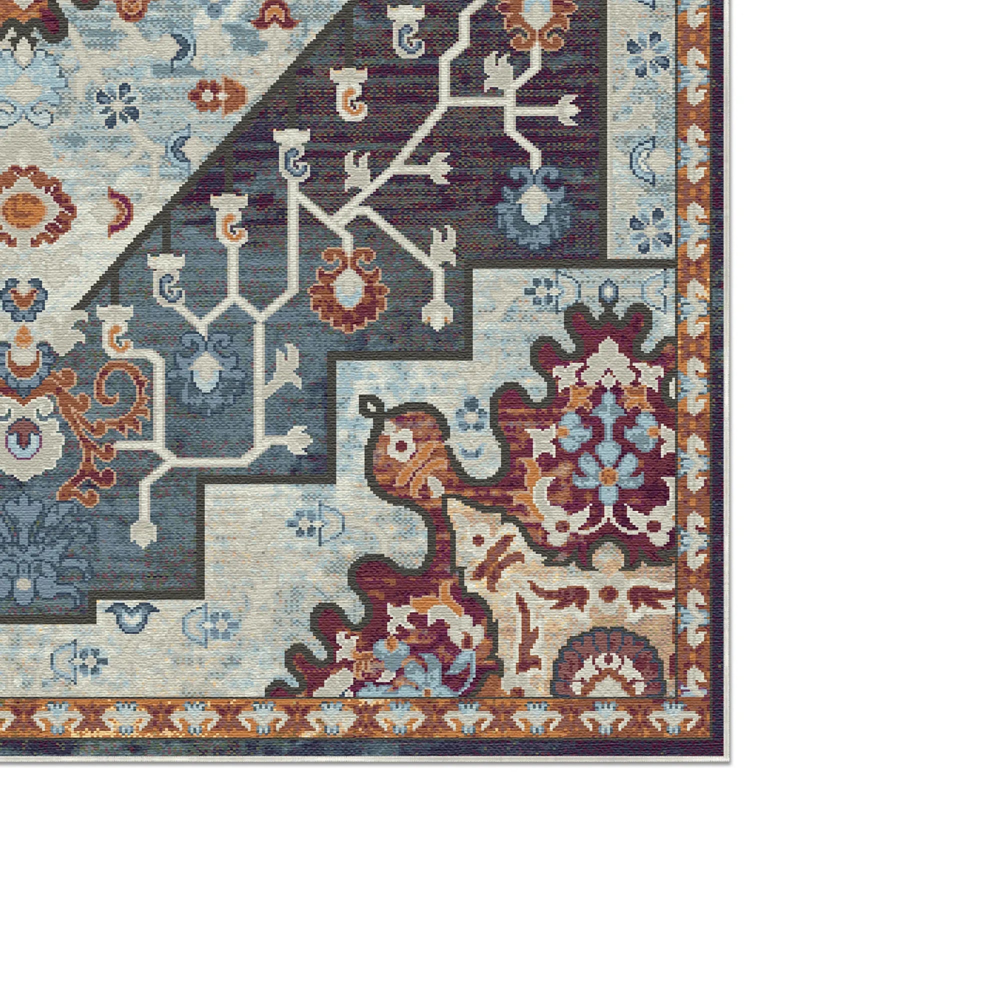 Theron Slate Emblem Medallion Rug