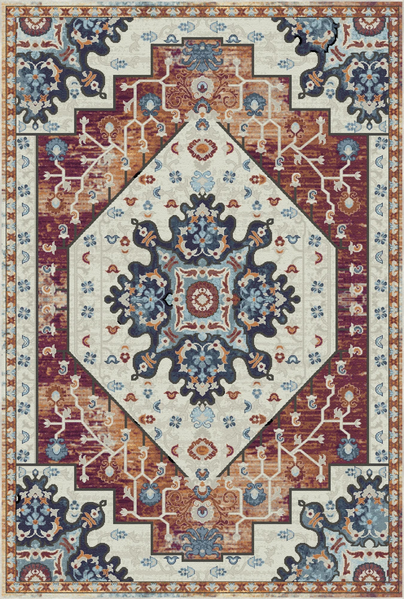 Rowan Rust Emblem Medallion Rug