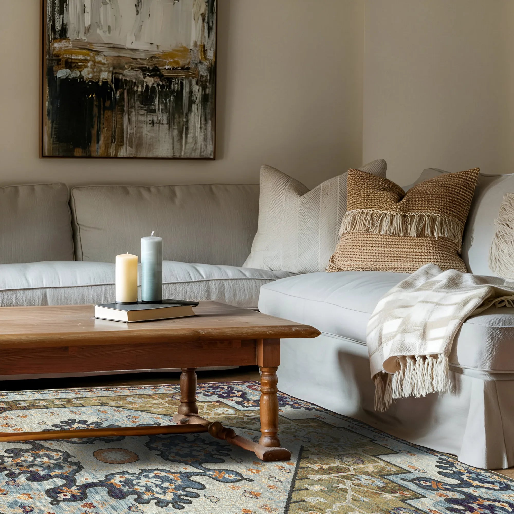 Orion Olive Emblem Medallion Rug