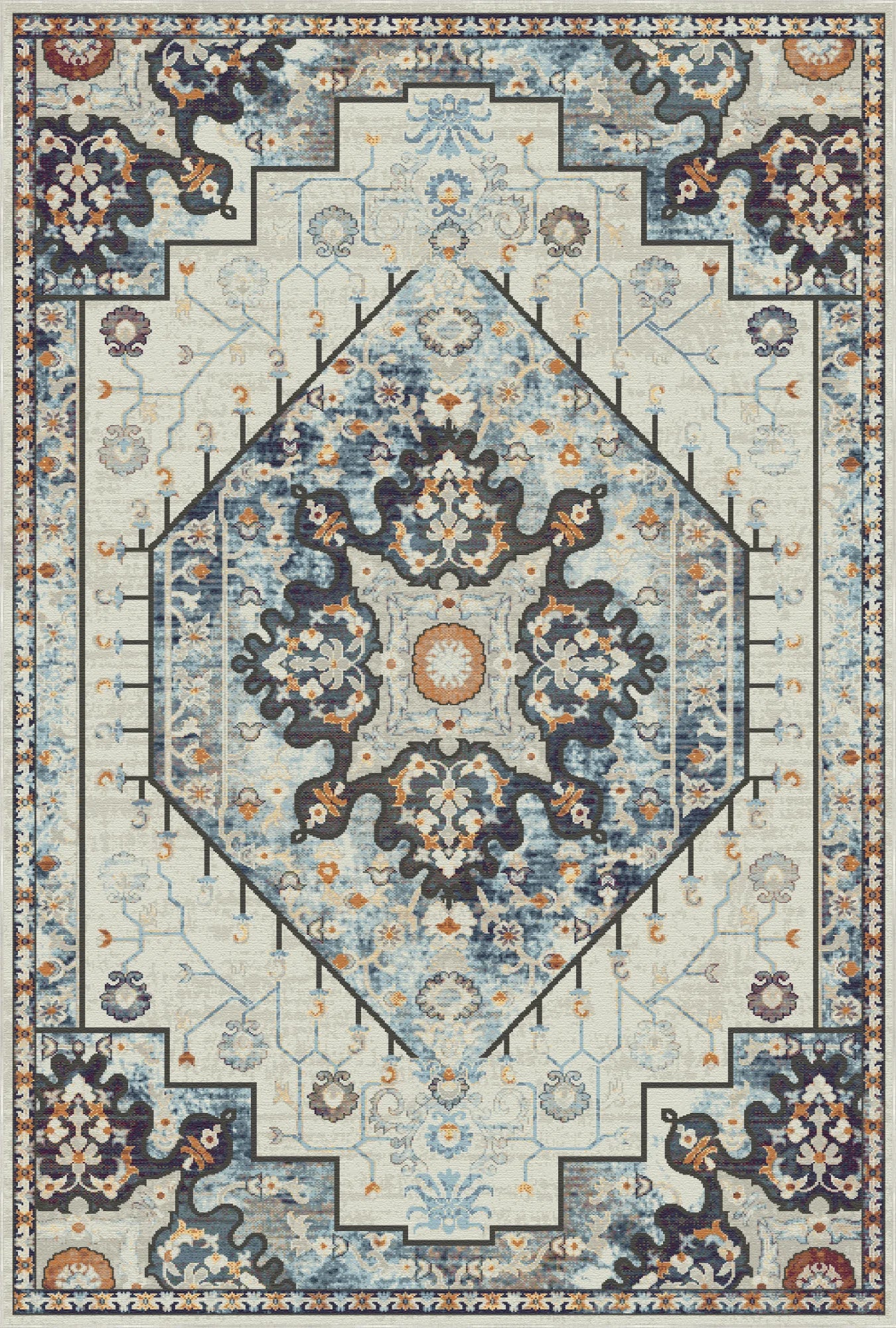 Sterling Ivory Emblem Medallion Rug