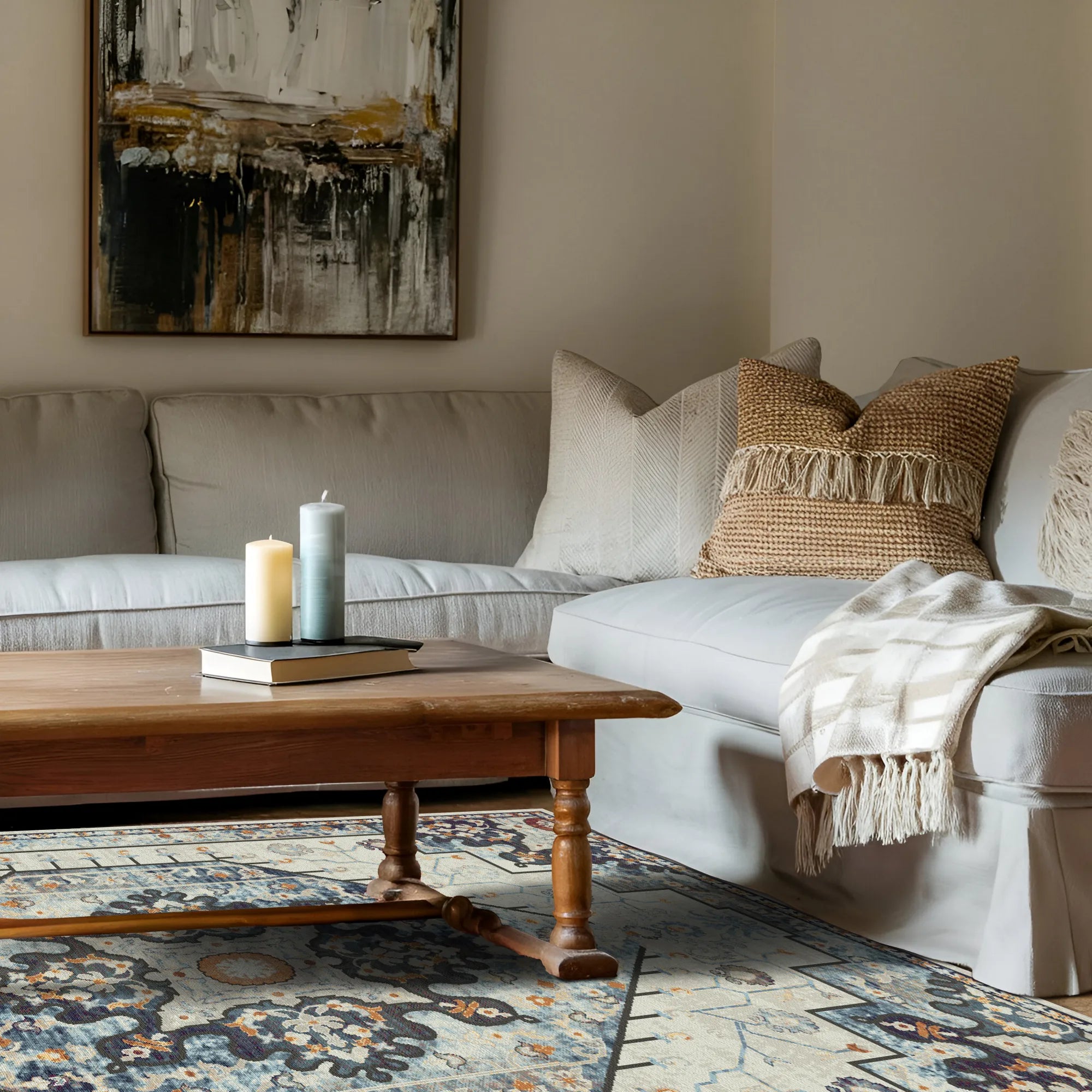 Sterling Ivory Emblem Medallion Rug