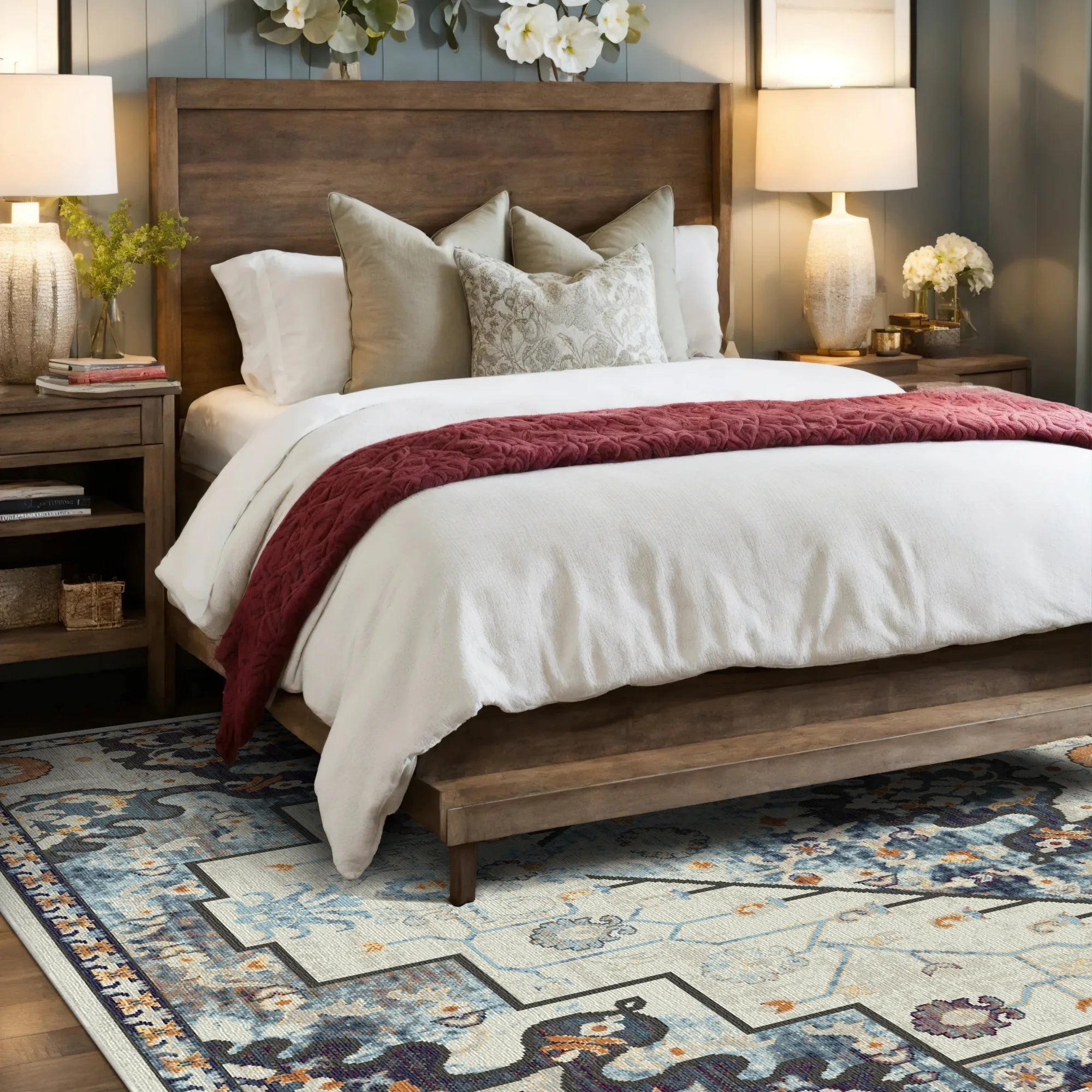 Sterling Ivory Emblem Medallion Rug