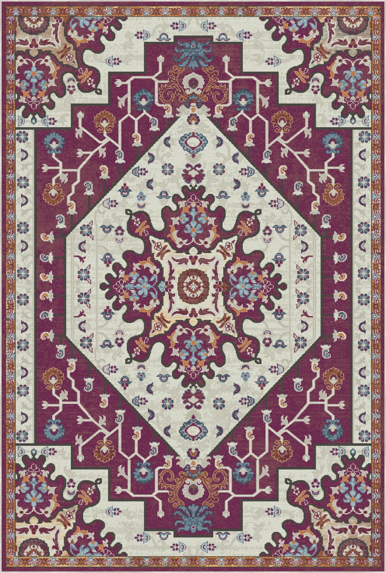 Cleo Plum Emblem Medallion Rug