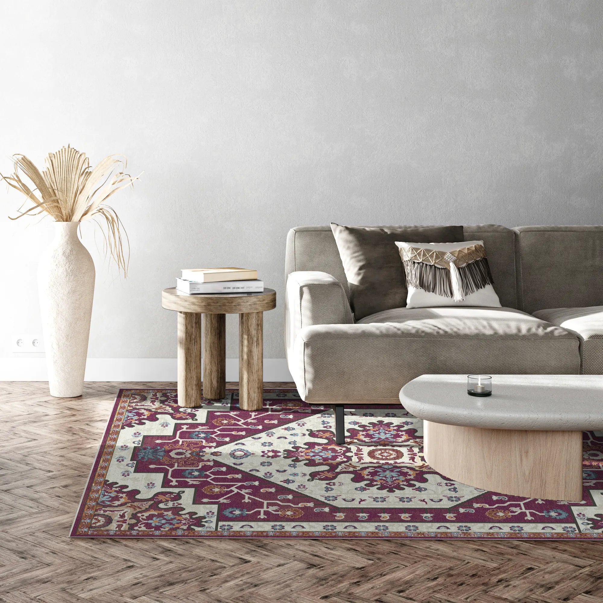 Cleo Plum Emblem Medallion Rug