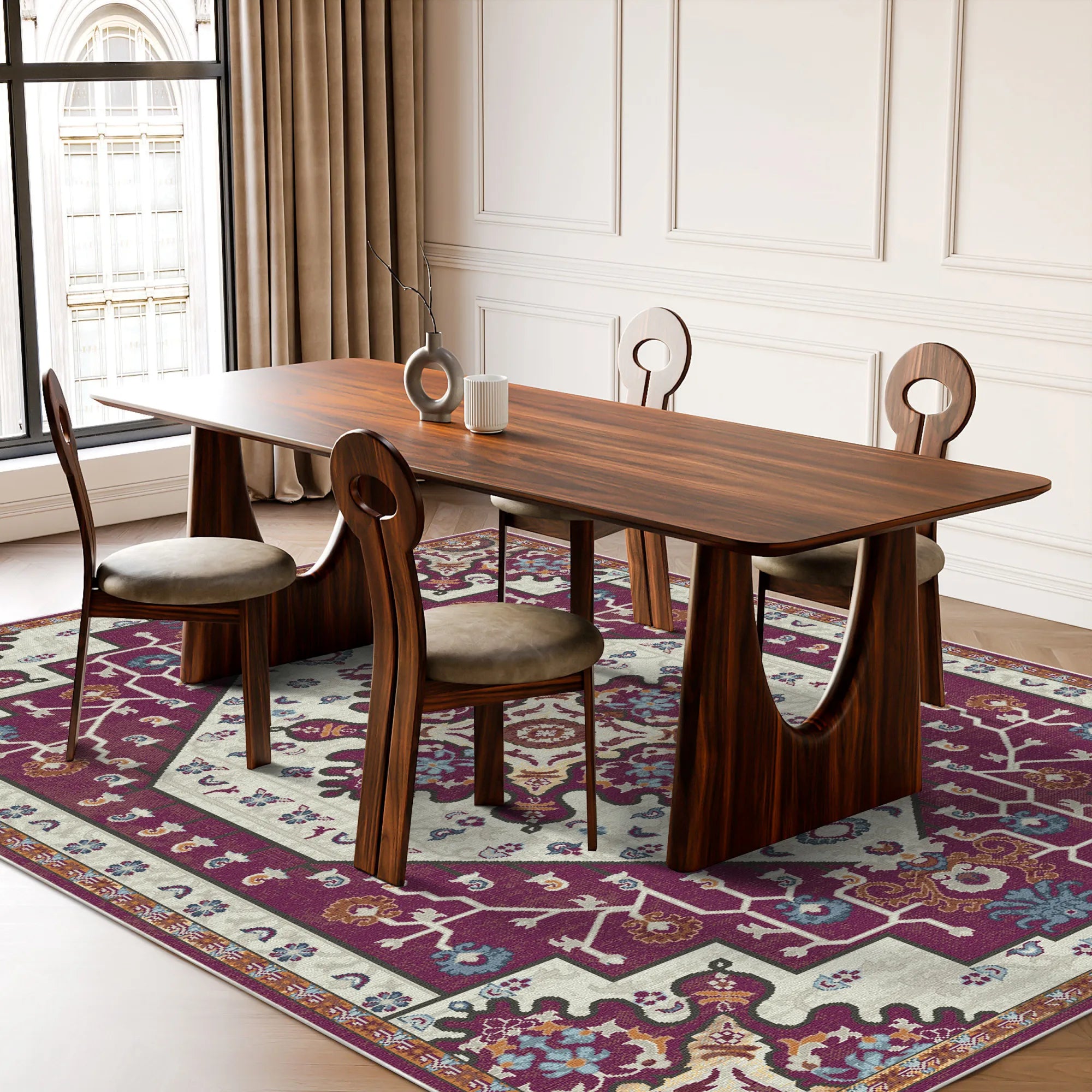 Cleo Plum Emblem Medallion Rug