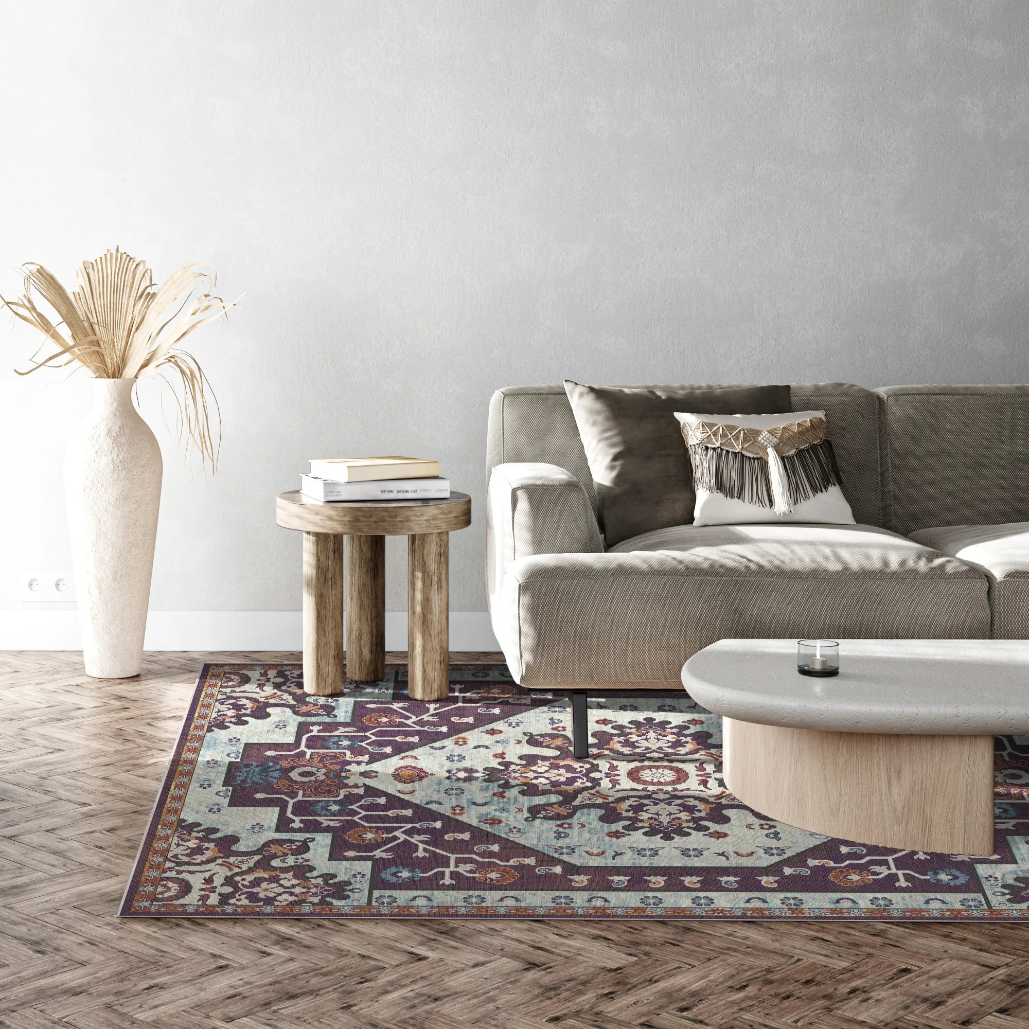 Plum Azure Emblem Medallion Rug