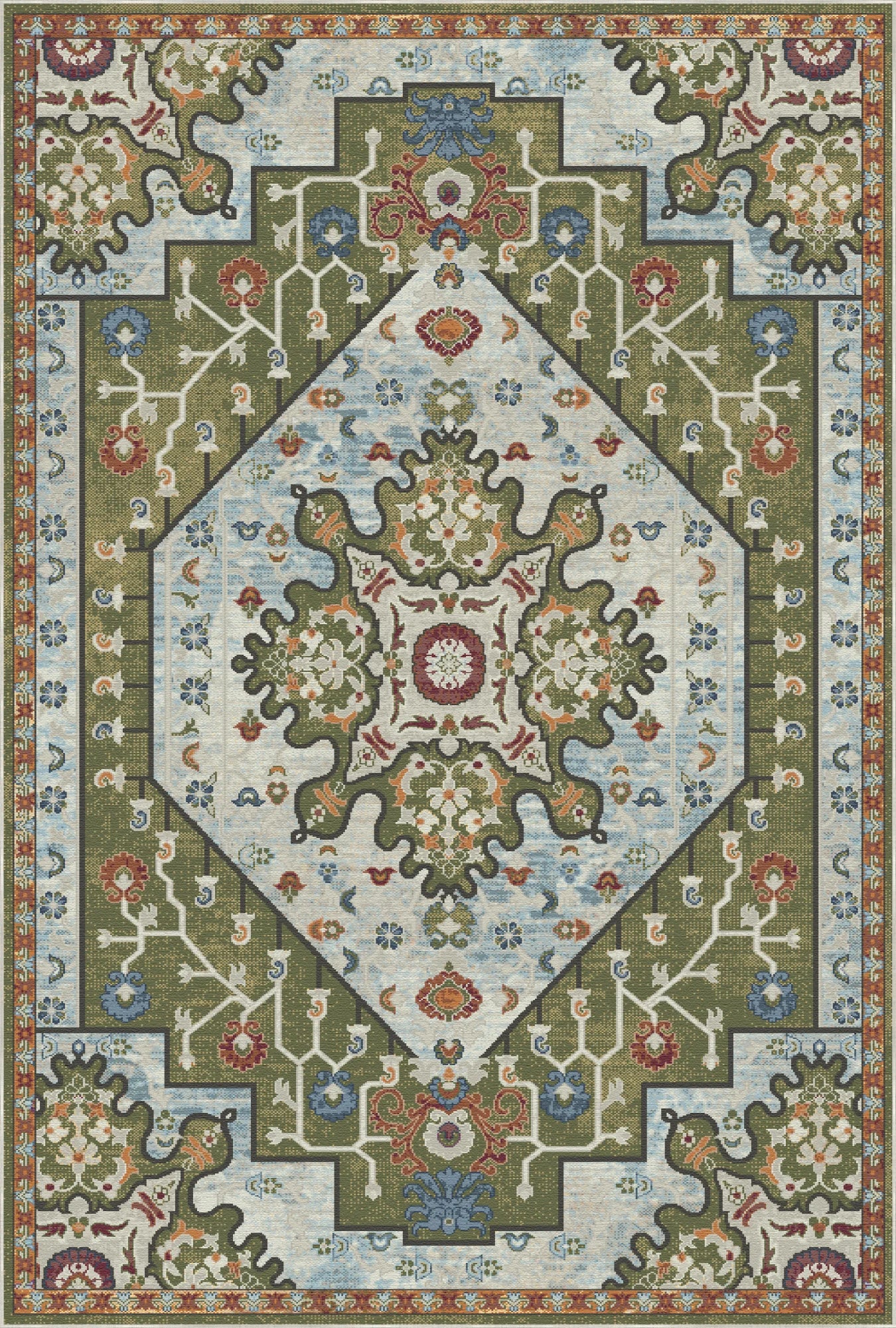 Juno Sage Emblem Medallion Rug