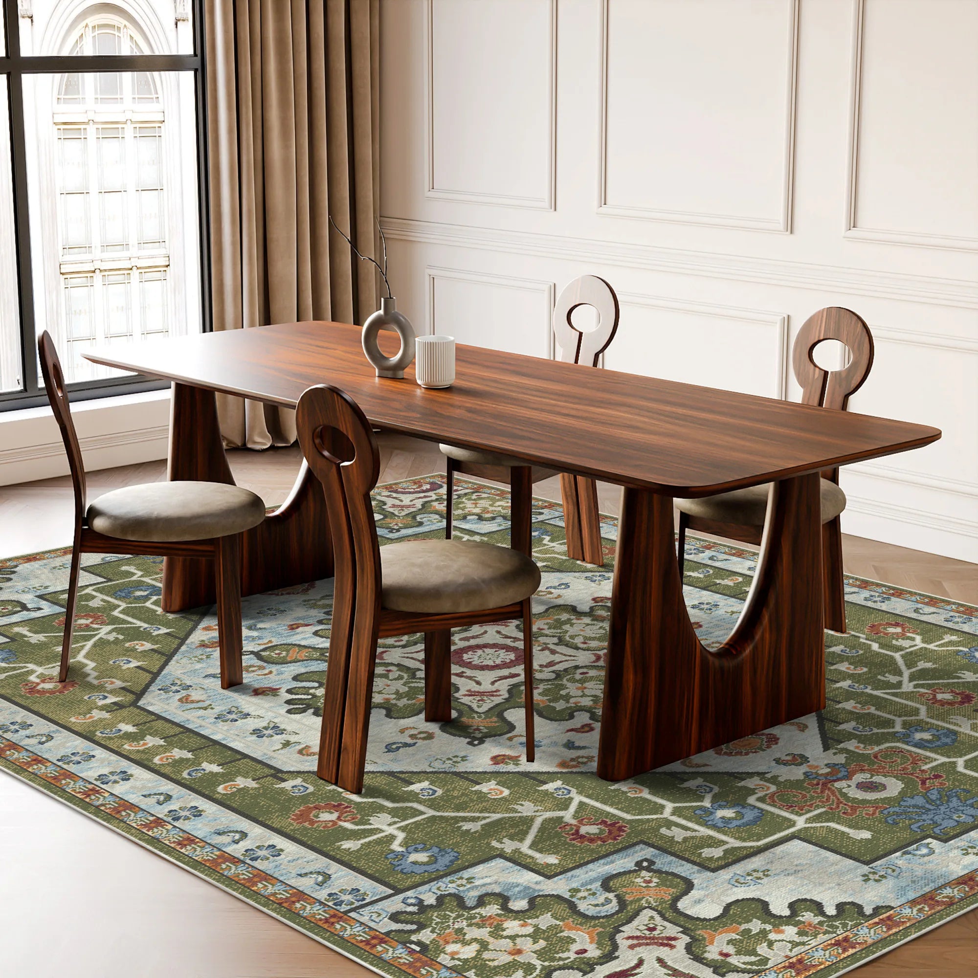 Juno Sage Emblem Medallion Rug