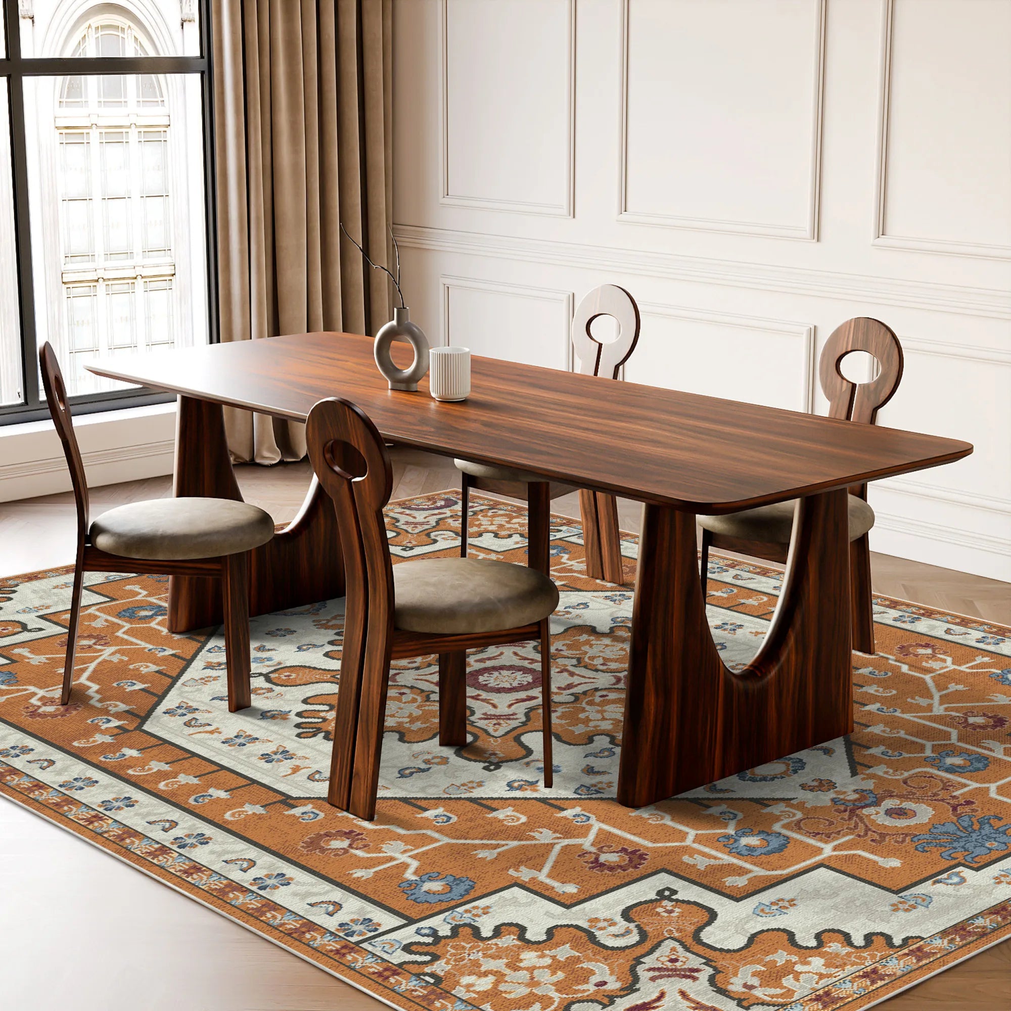 Aurelia Amber Emblem Medallion Rug