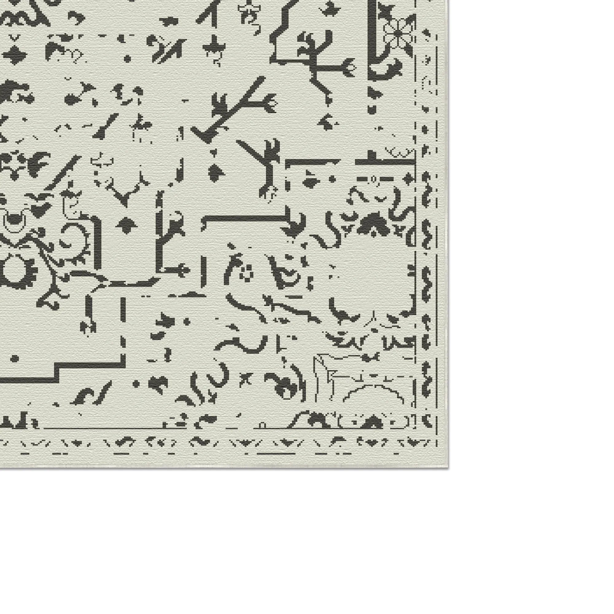Onyx Cream Emblem Medallion Rug