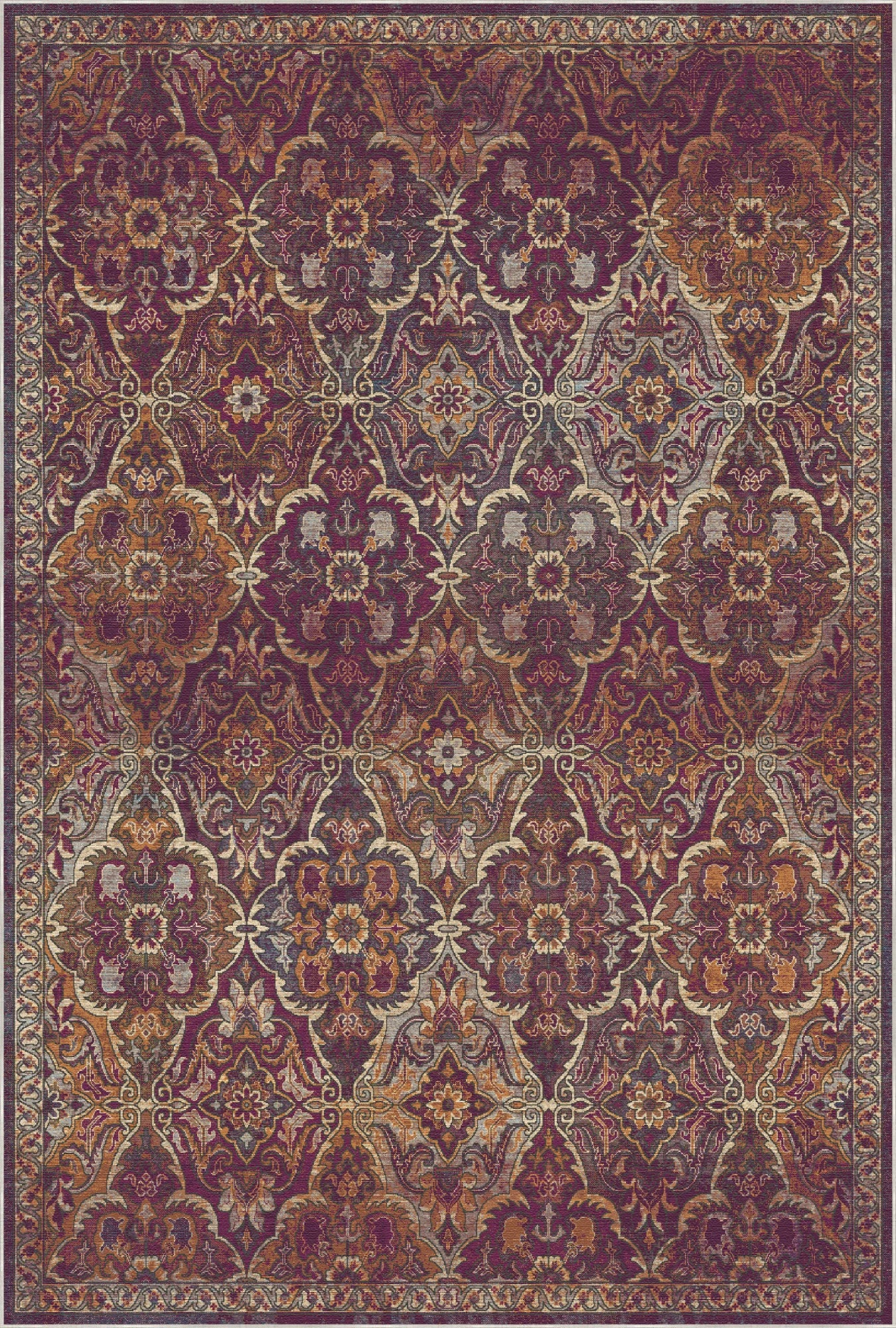 Amara Plum Arabesque Washable Rug