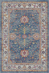Elara Slate Gray Floral Rug Steel Blue