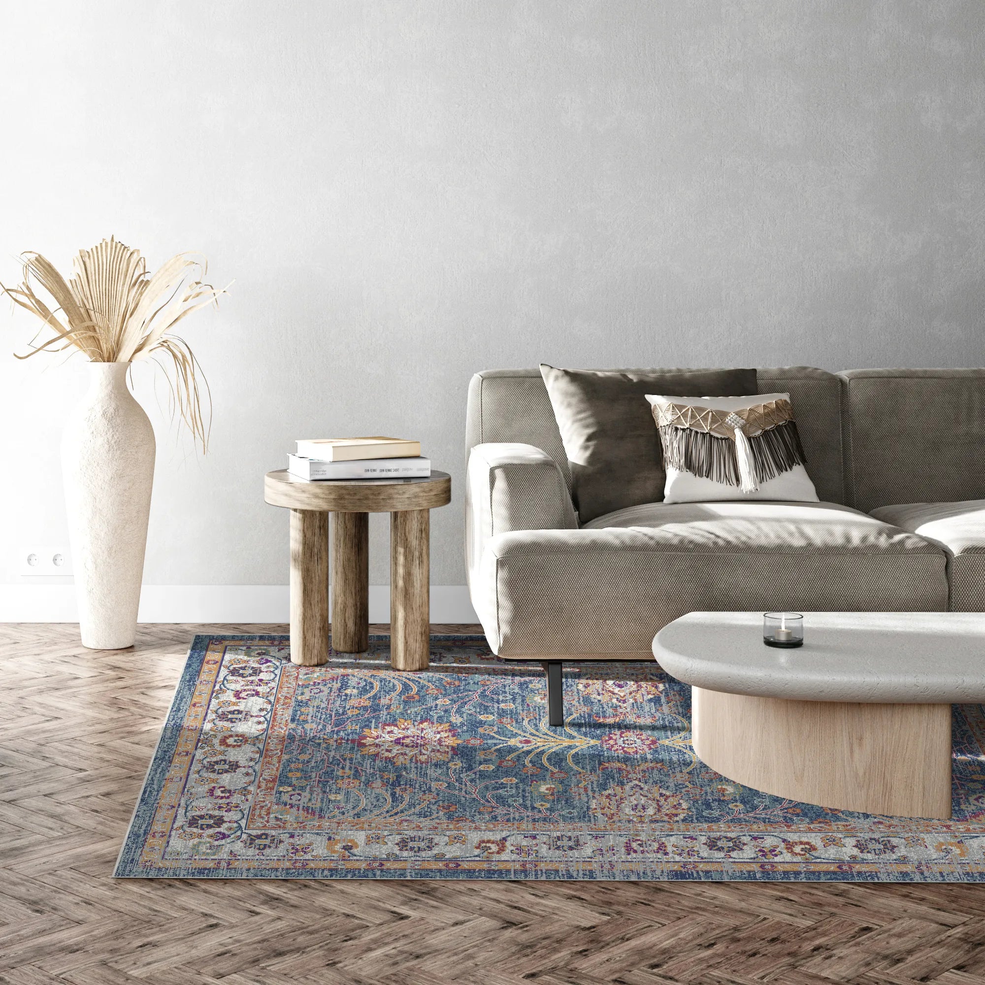 Elara Slate Gray Floral Rug