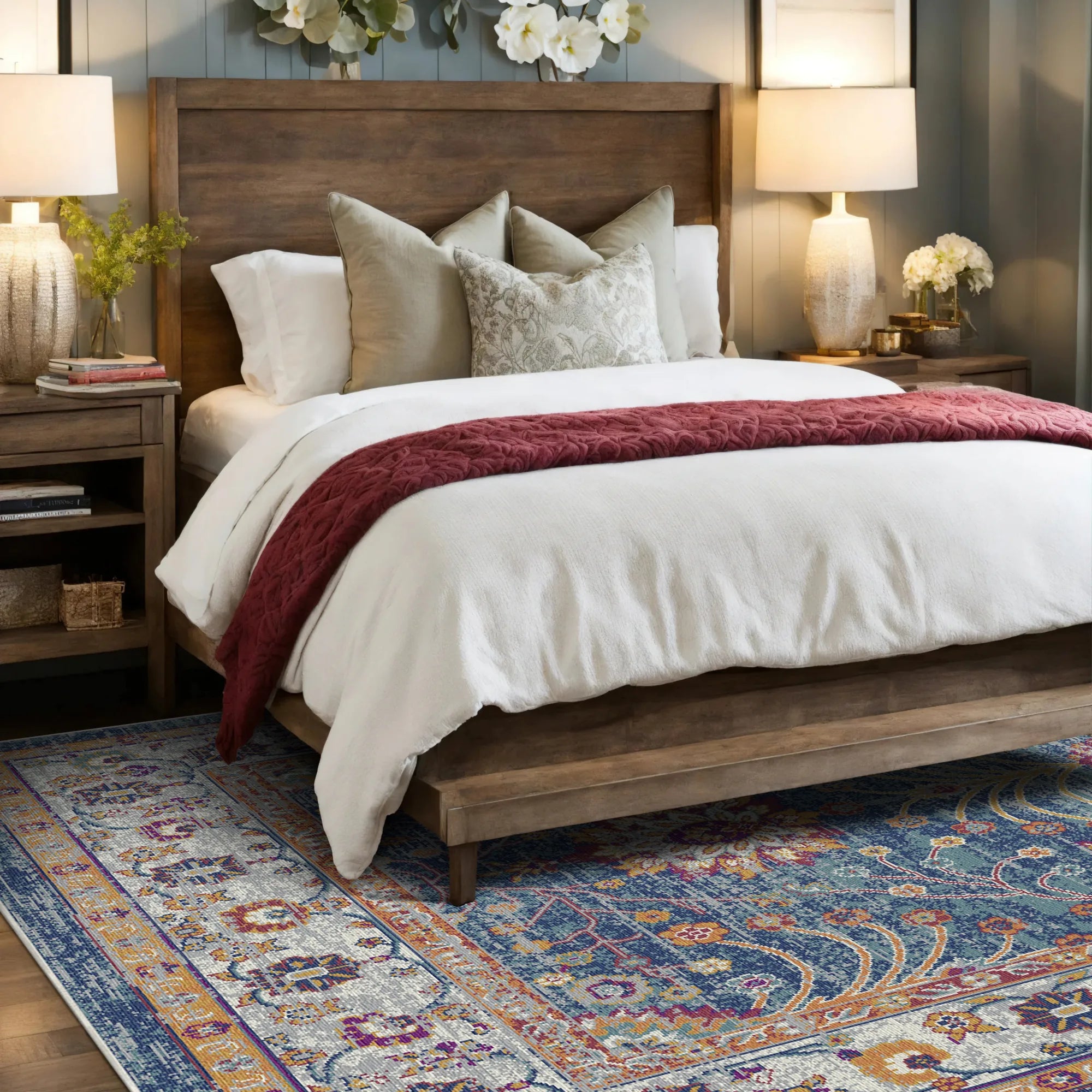 Elara Slate Gray Floral Rug