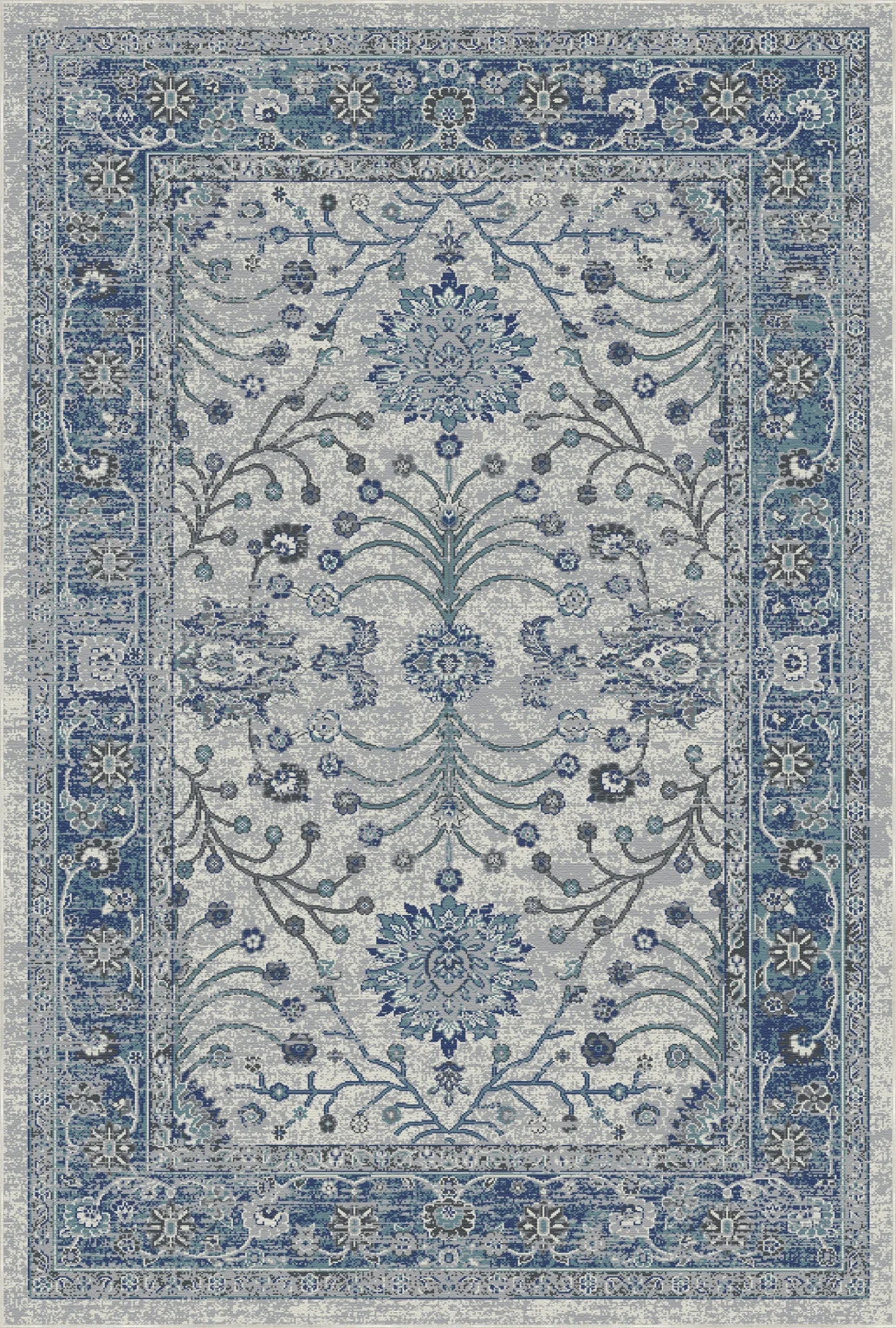 Elara Gray Blue Floral Rug