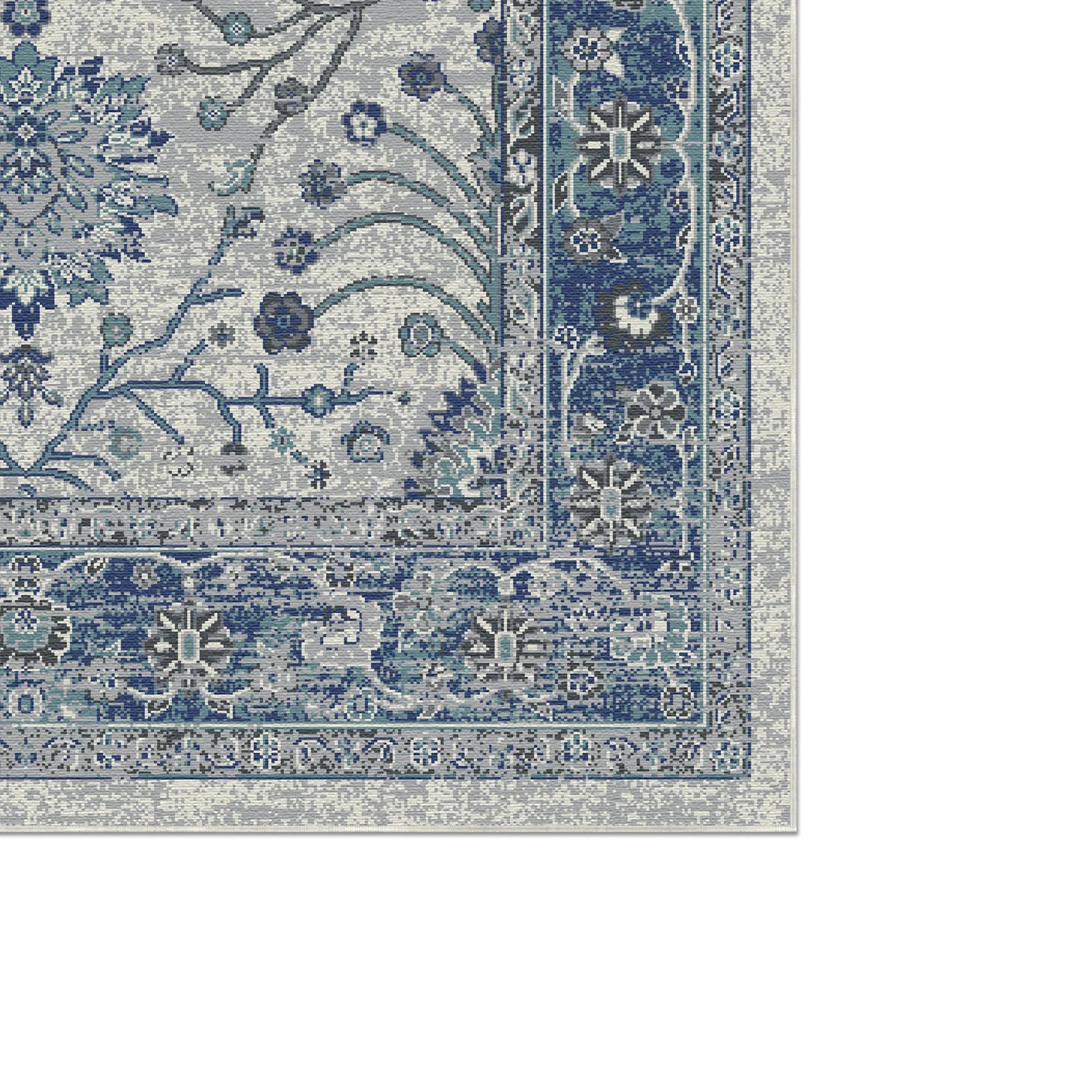 Elara Gray Blue Floral Rug