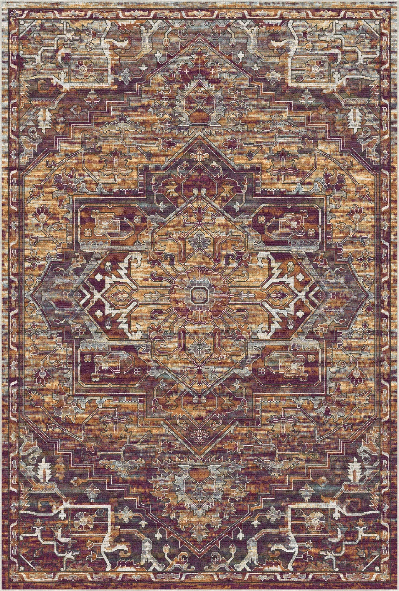 Zion Plum Rust Medallion Rug